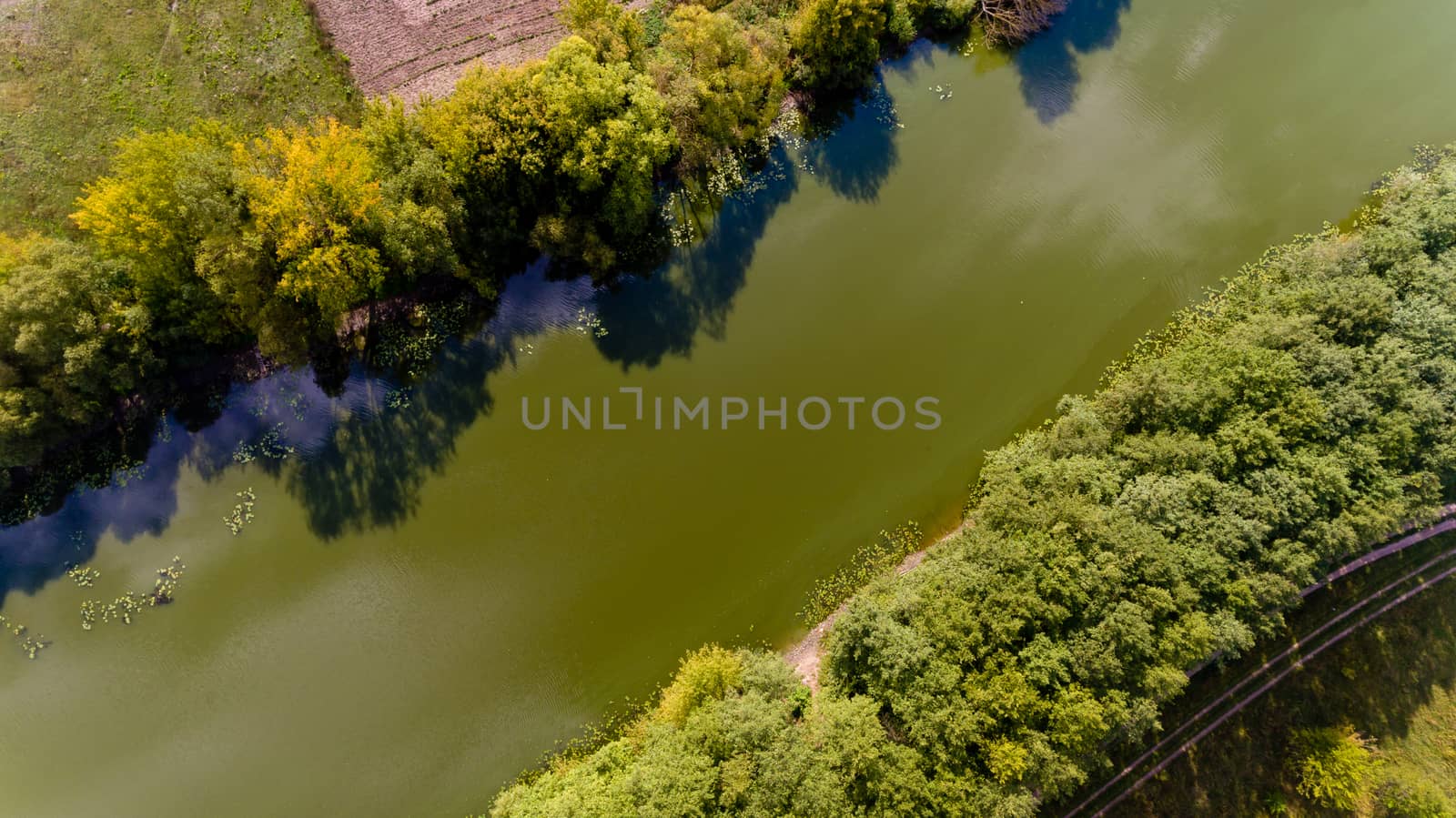 Top view on the river. Aerial view. by leonik