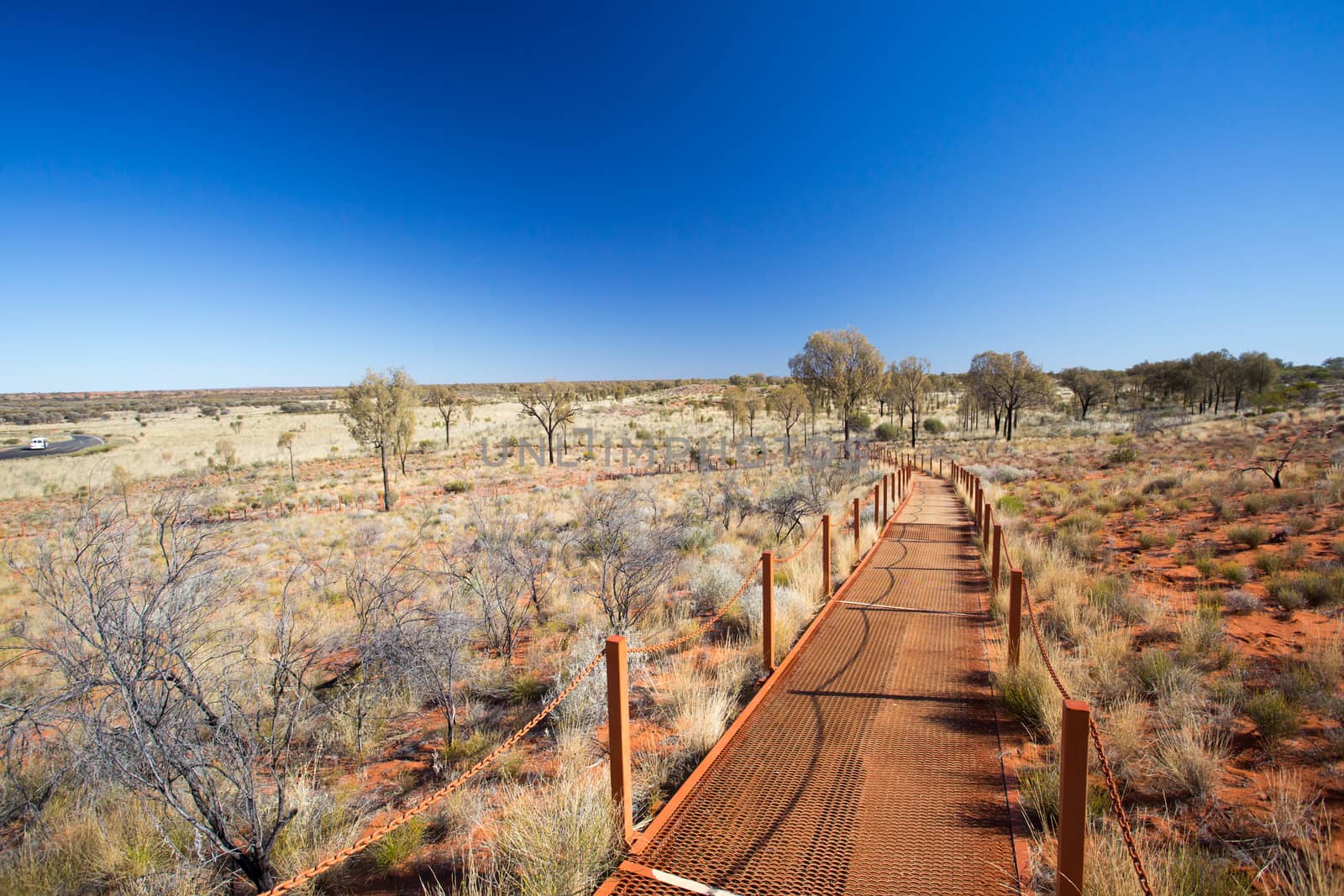 Kata-Tjuta Dunes Viewing Area on a clear winter's day in the Northern Territory in Australia