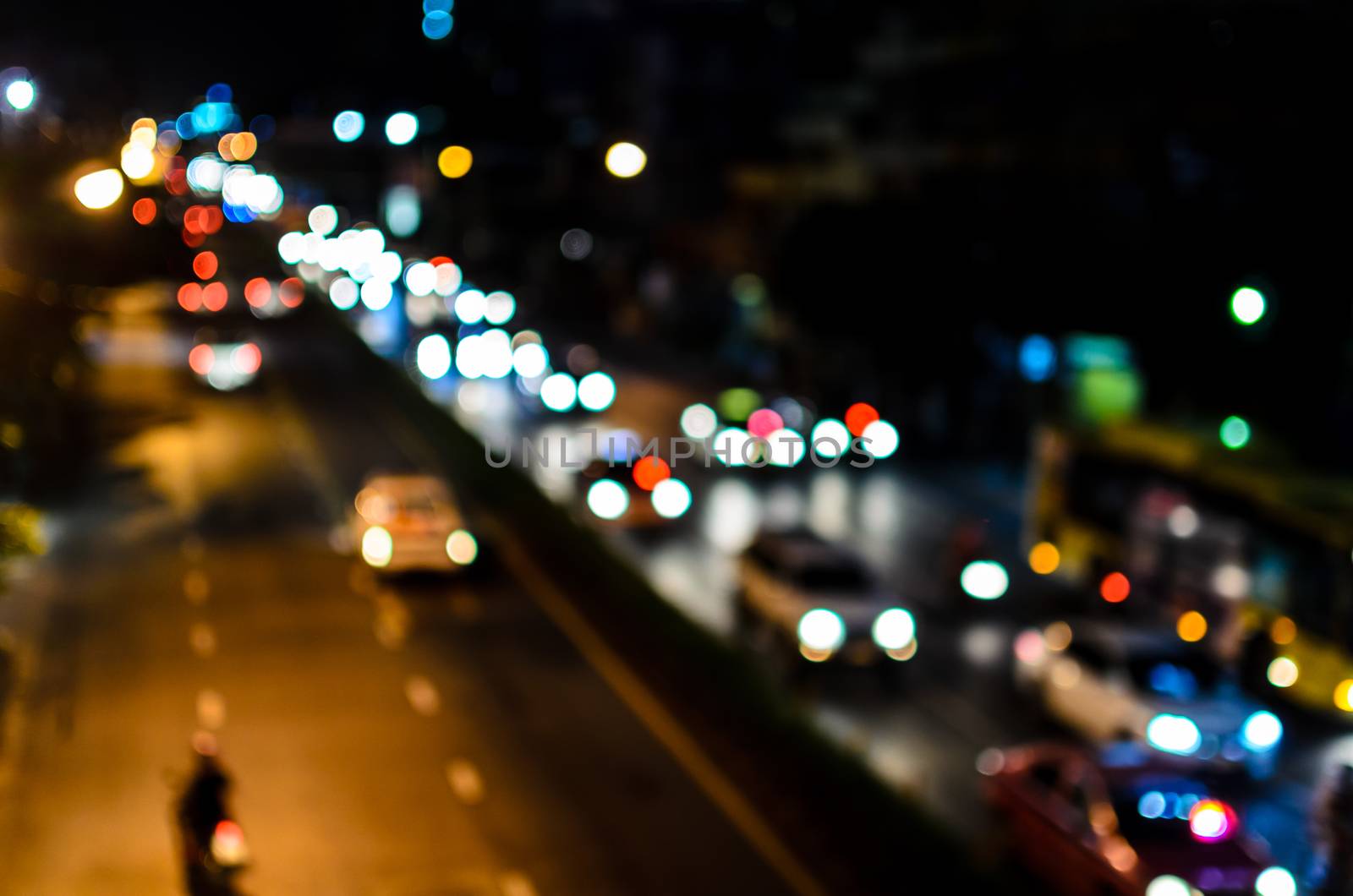 Traffic Jam at Night in Bangkok Thailand.