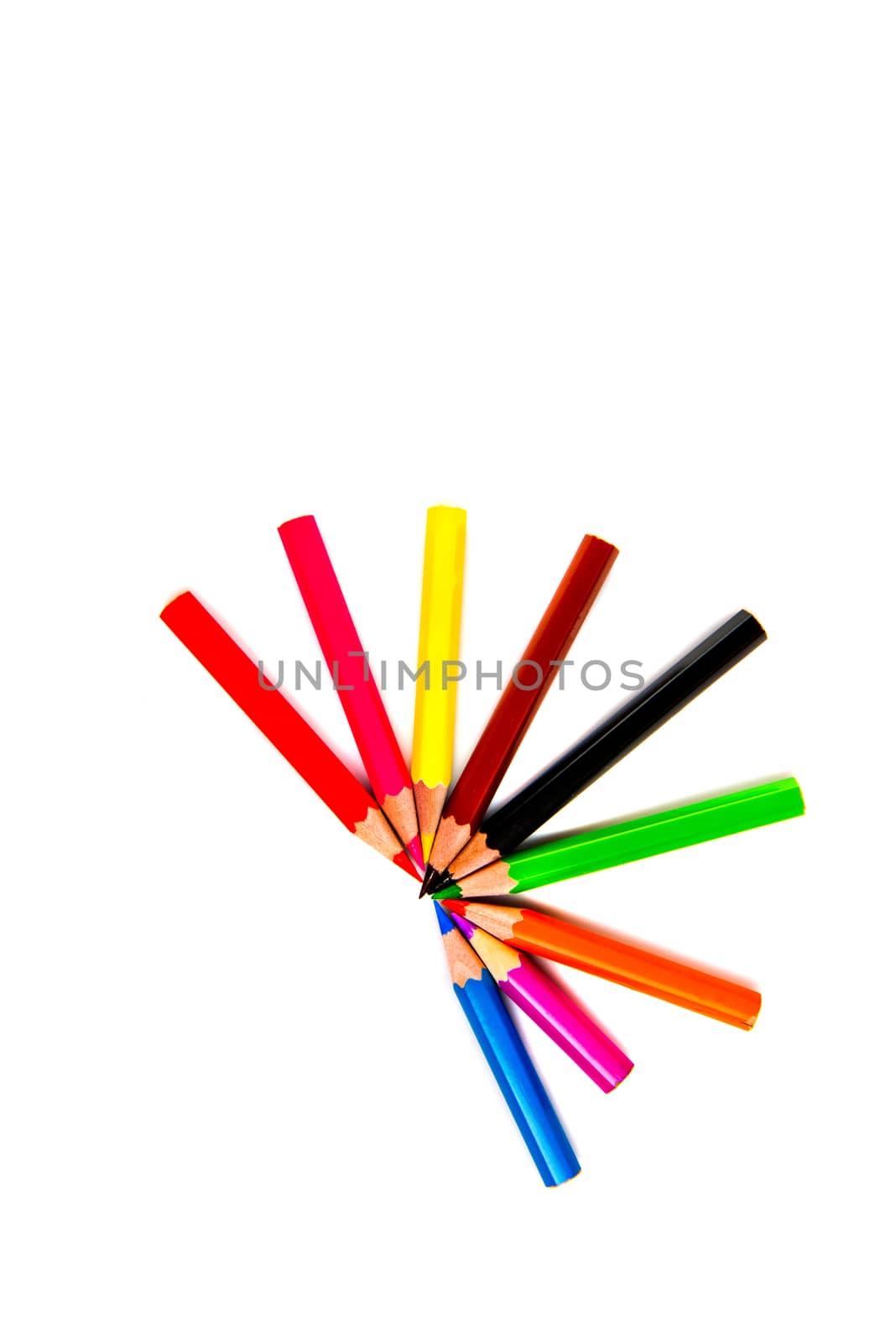 Multicolored pencils isolated on white background. by leonik
