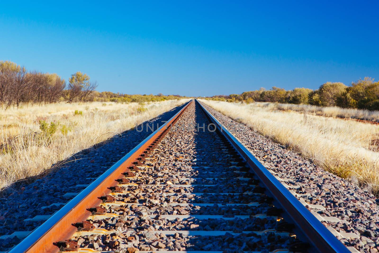 The famous Ghan railway track near Alice Springs extends all the way to Darwin in Northern Territory, Australia