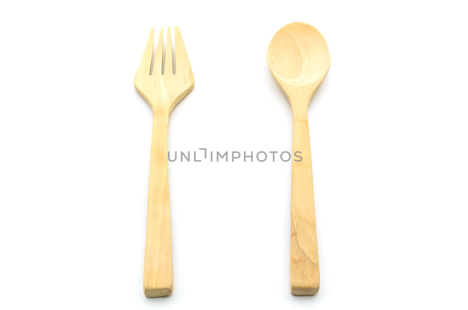 A Spoon and Fork on white isolated.