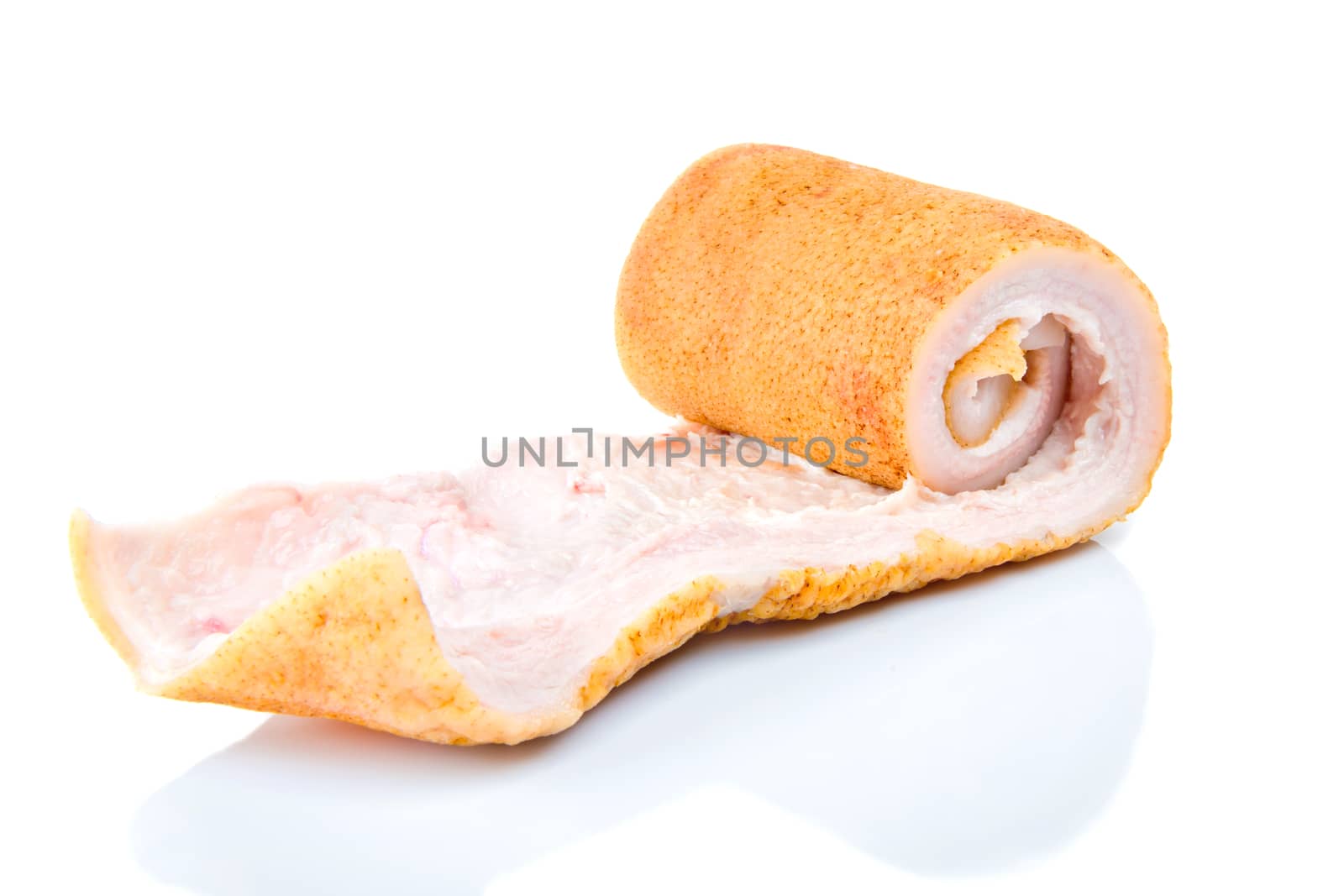 Pork belly isolated on a white background.