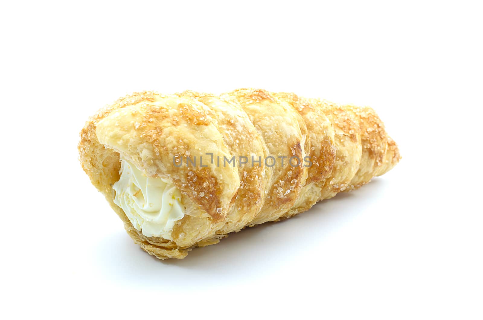 Creme Horn with isolated on white.