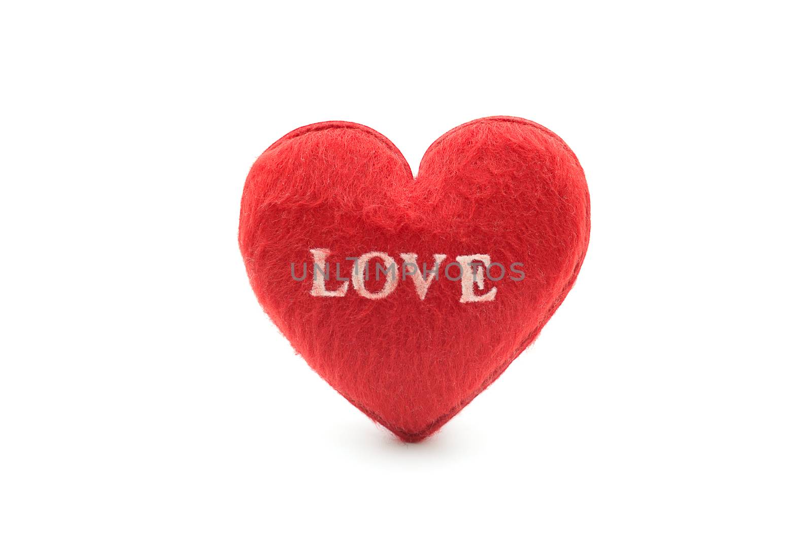 A red love heart on white isolated.