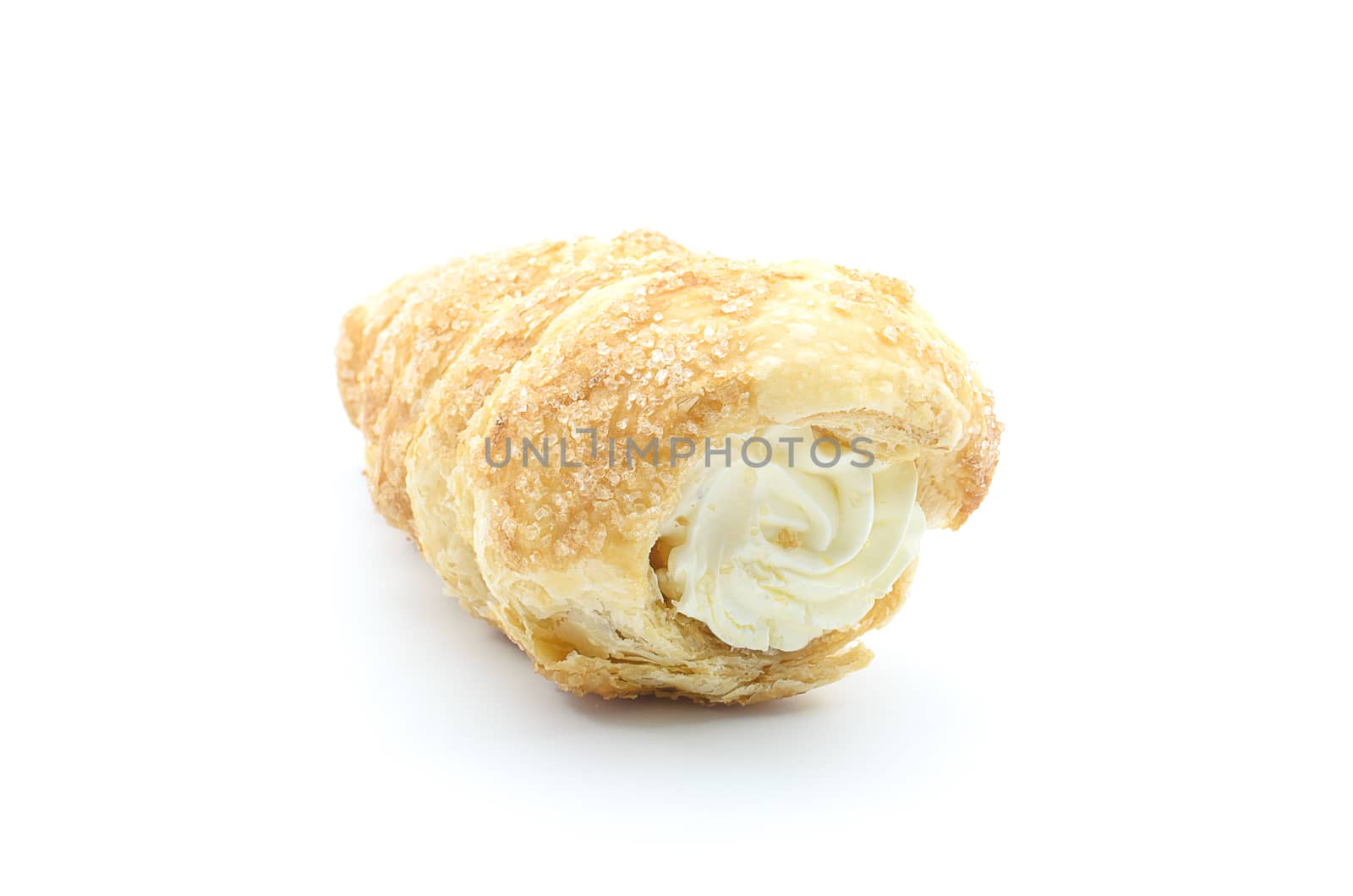 Creme Horn with isolated on white.