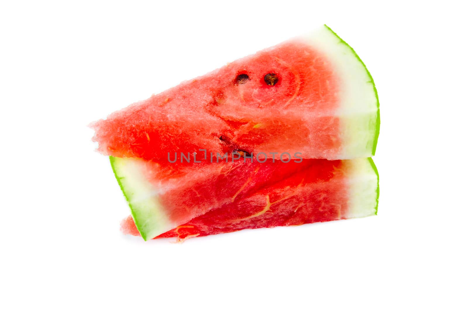 Sliced ripe watermelon isolated on white background.