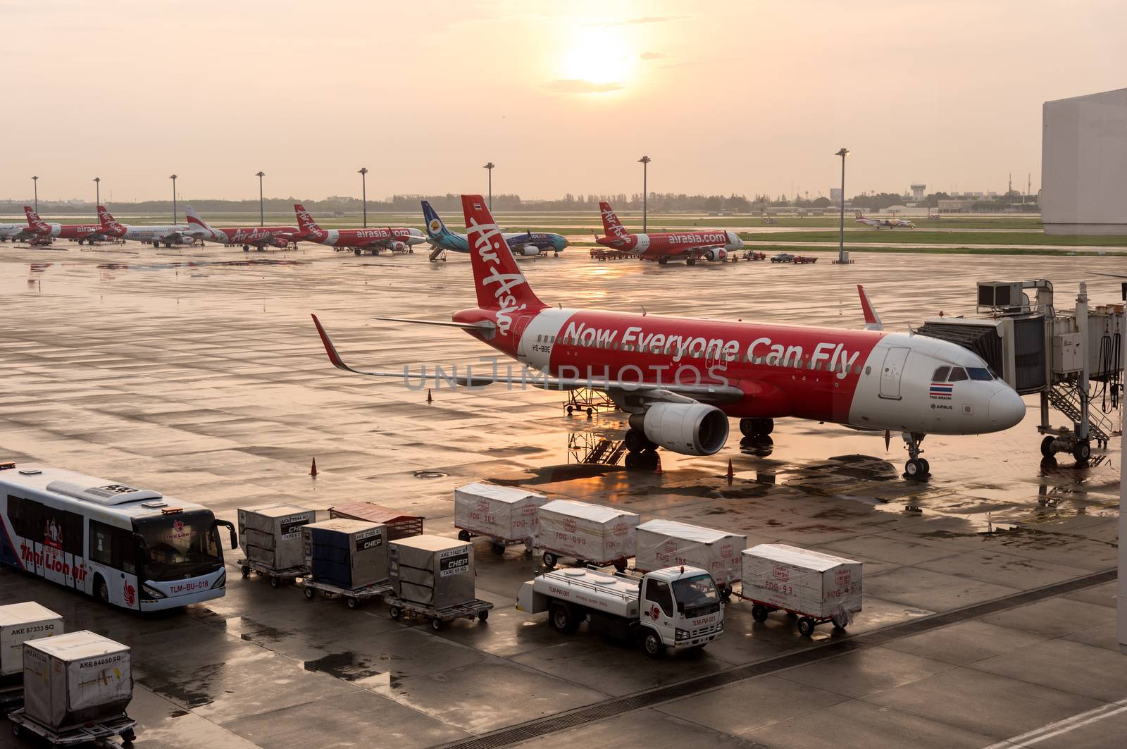 BANGKOK, THAILAND - May 23, 2017: Airliner Air-Asia Airbus at Bangkok Donmuang Airport on May 23, 2017. Air Asia company is the largest low cost airlines in Asia
