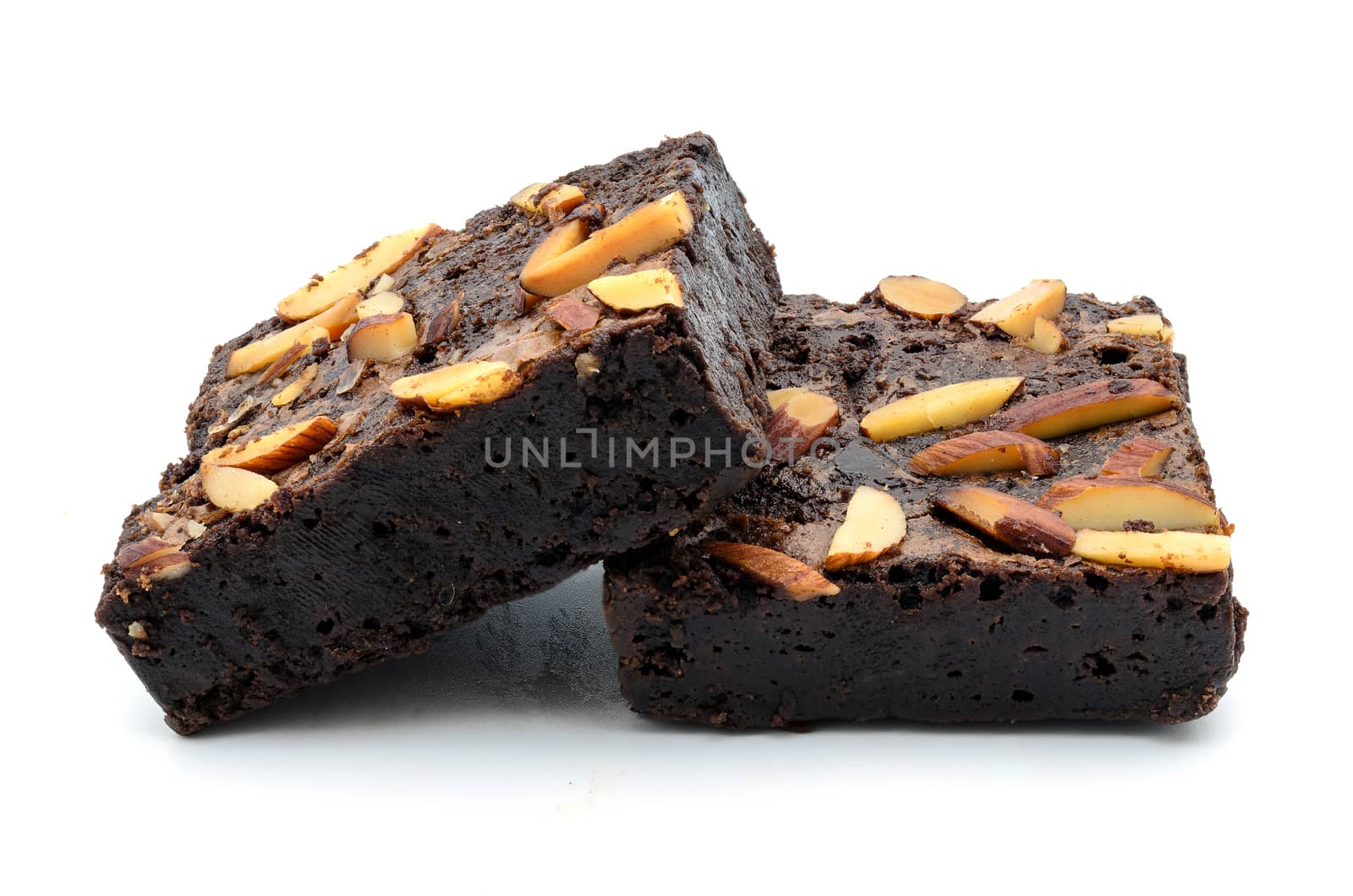 A Chocolate Brownie isolated on white background.