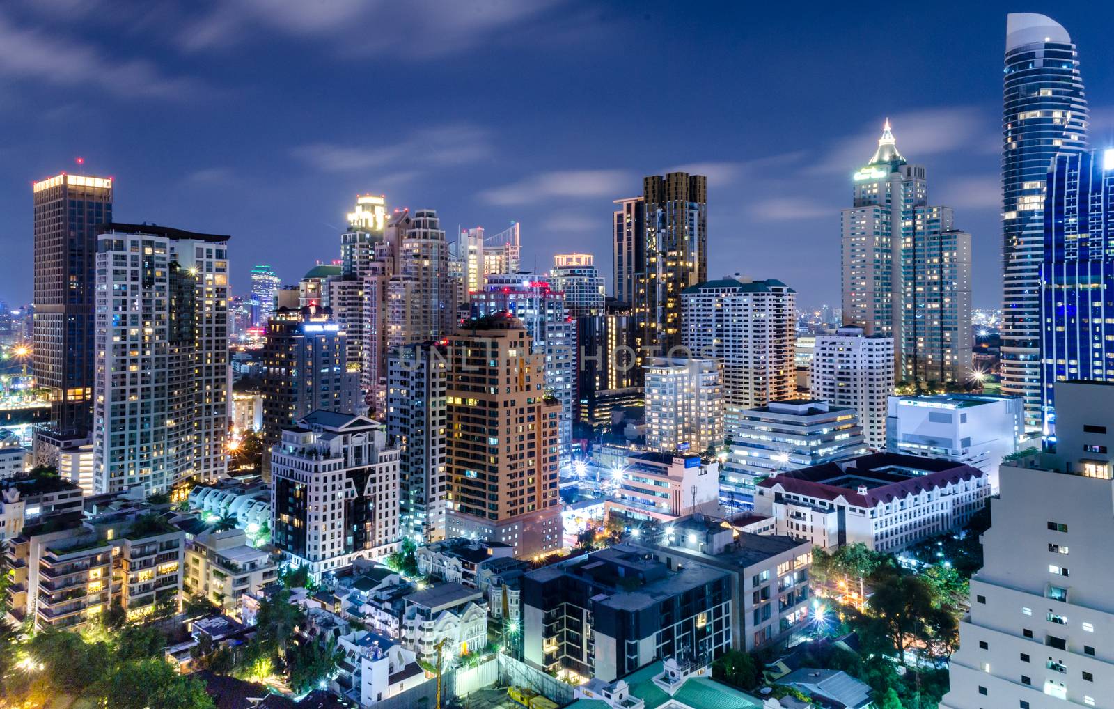 Editorial: Bangkok City, Thailand, 30th March 2017. Bangkok City has city of business and communication in the night at Siam Bangkok Thailand.