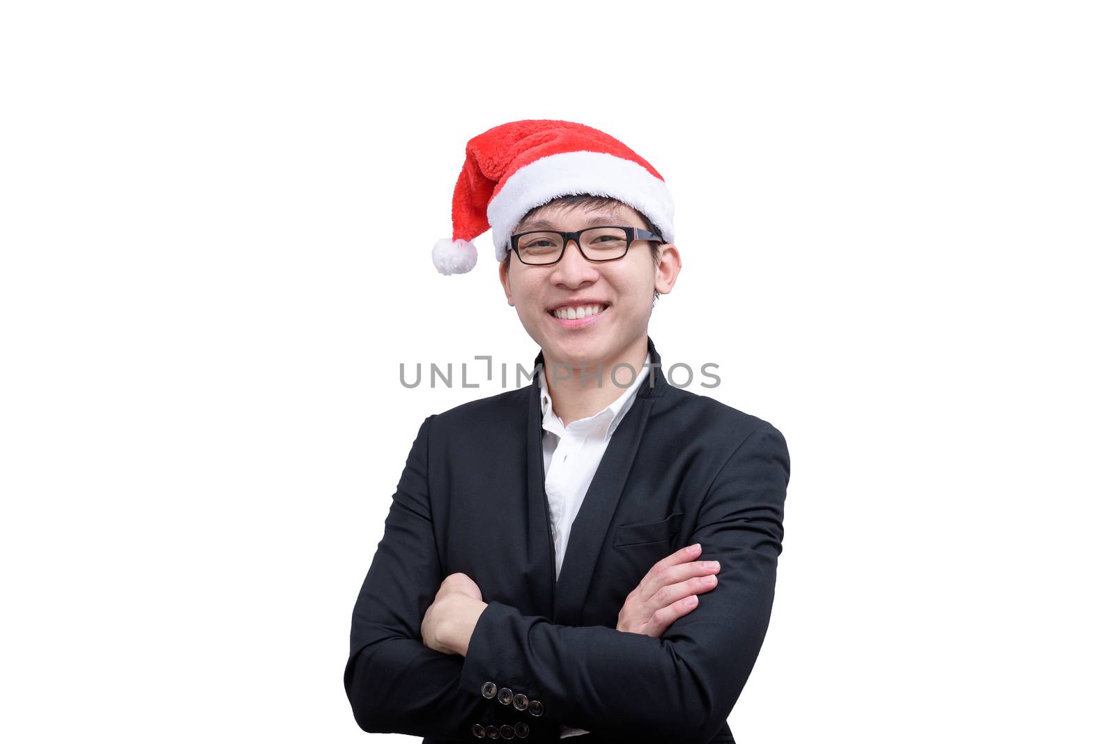 Business man has happy and smiling with Christmas festival theme by animagesdesign