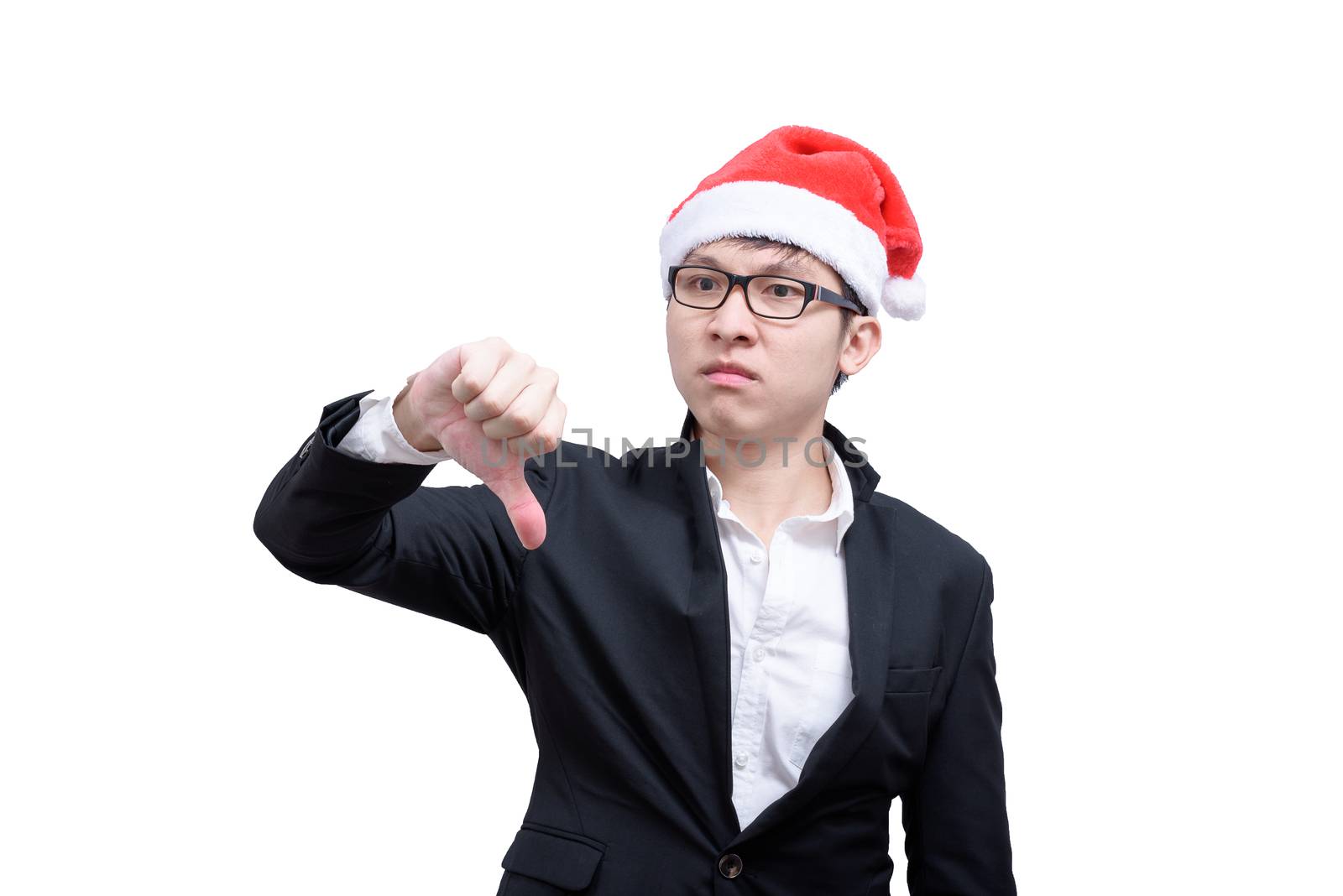 Business man has angry and upset with Christmas festival themes  by animagesdesign