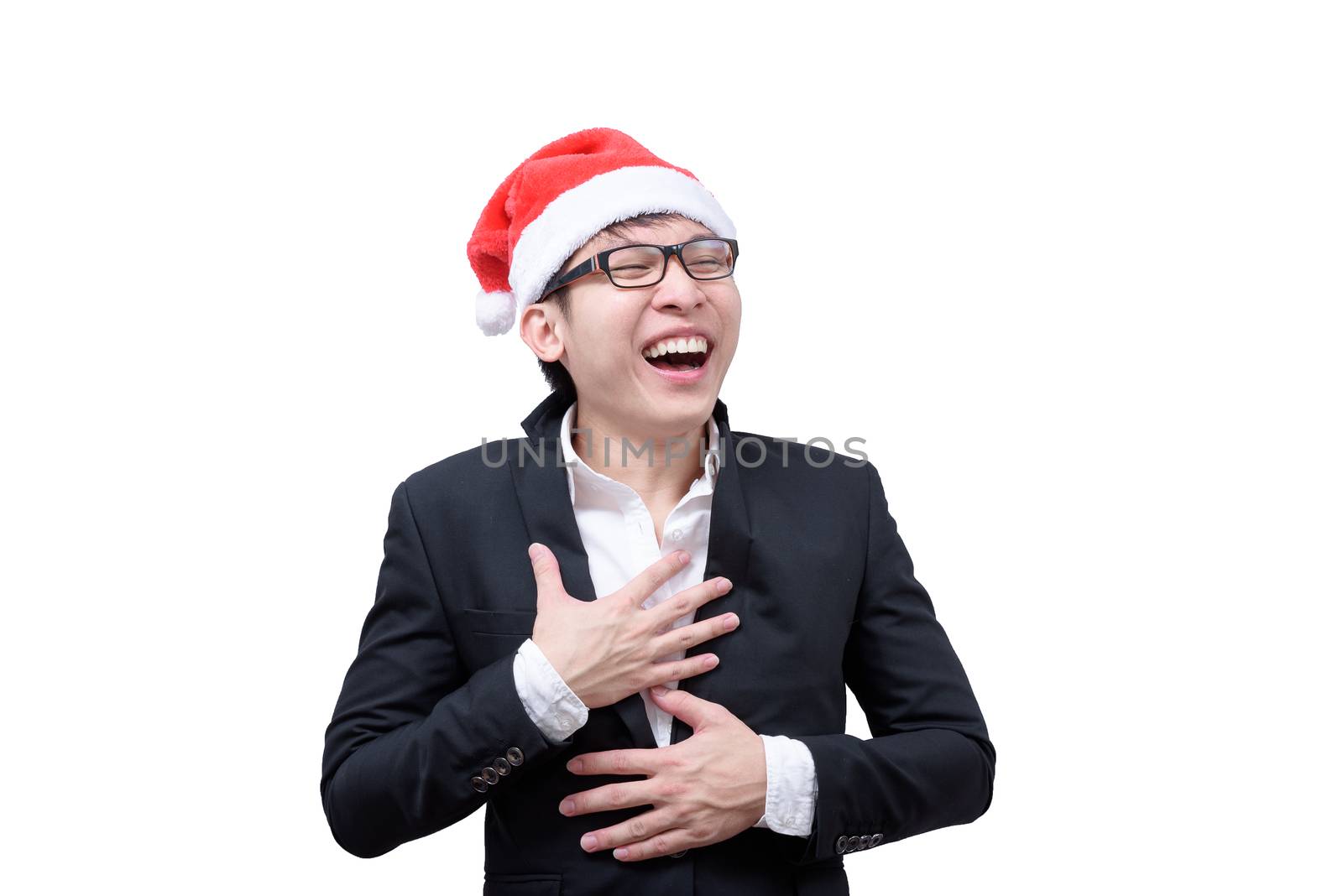 Business man has happy and laughing with Christmas festival them by animagesdesign