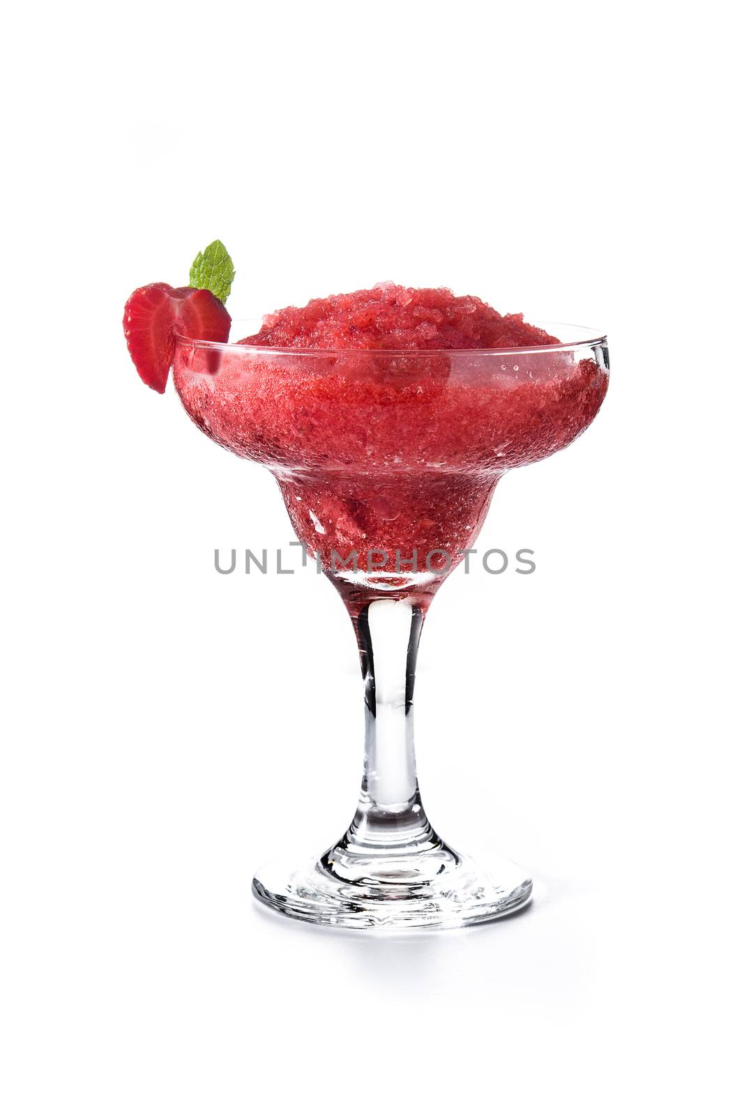 Strawberry margarita cocktail isolated on white background