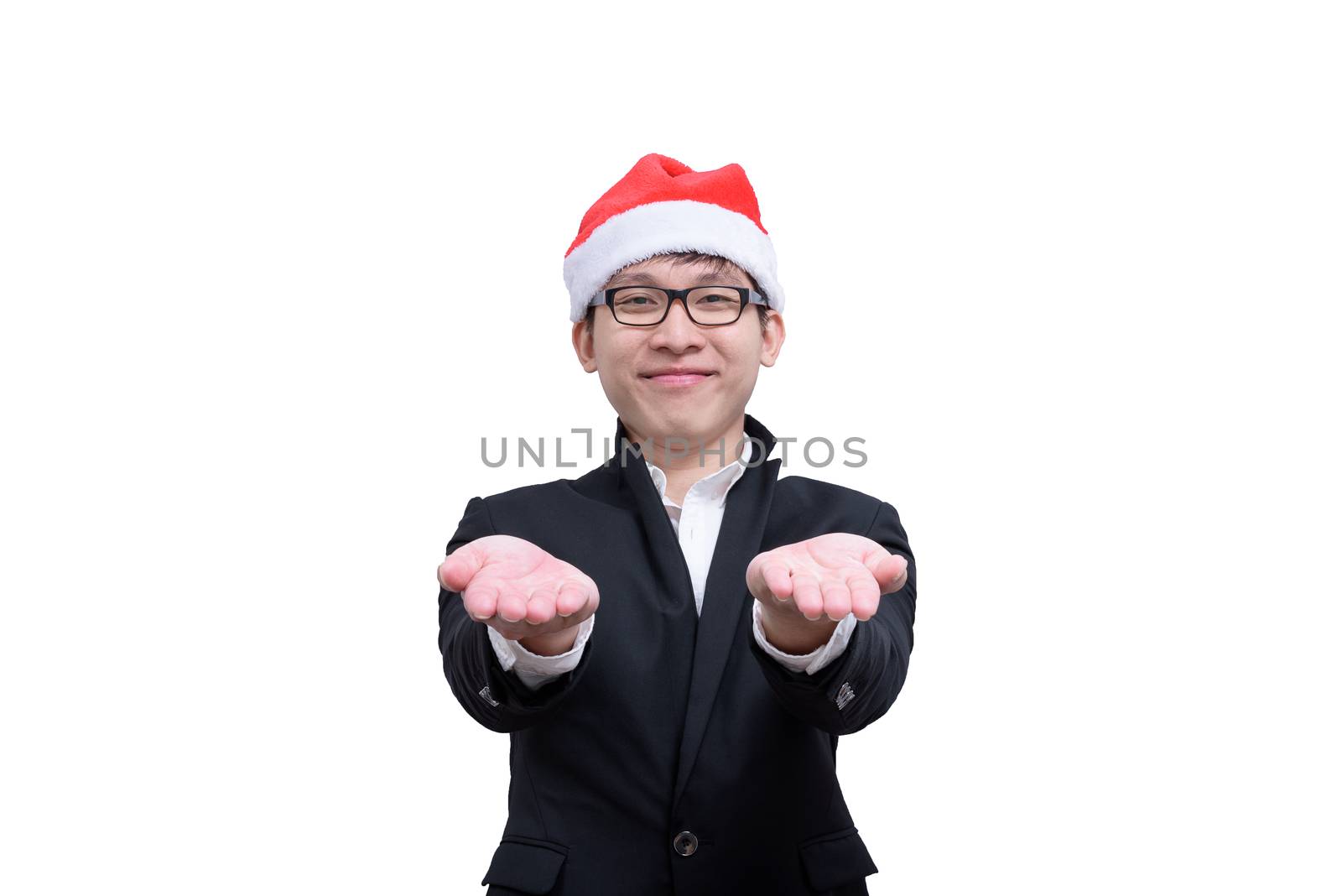 Business man with Christmas festival themes isolated on white ba by animagesdesign