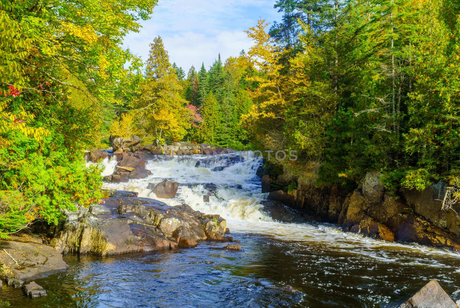 View of the Croches waterfall, in Mont Tremblant National Park, Quebec, Canada