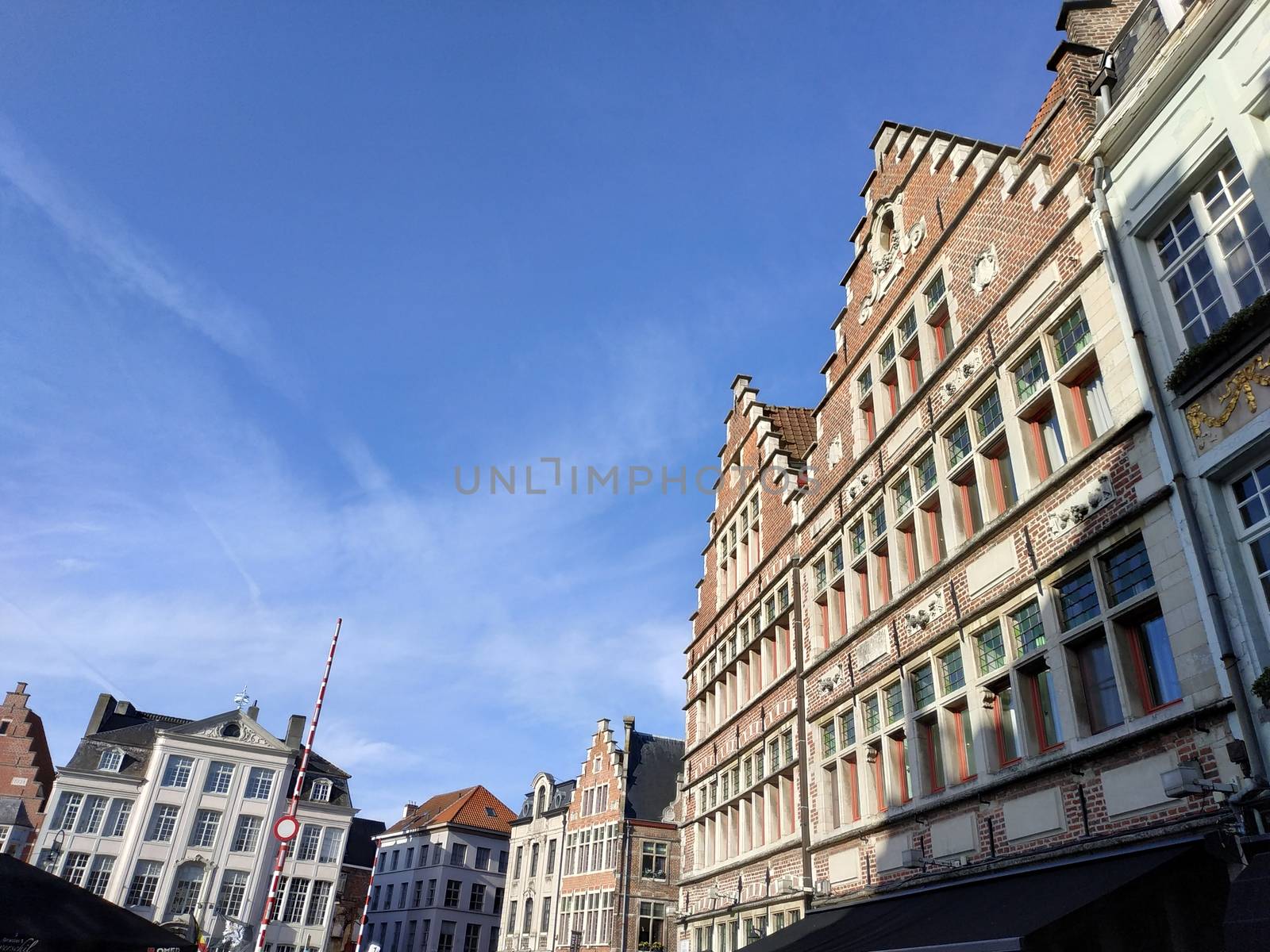 Ghent, Belgium casual view on the buildings streets and roads with tourists walking around