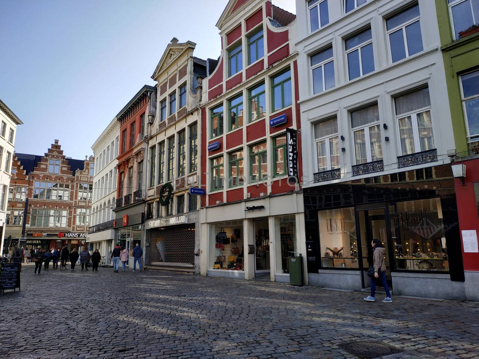 Ghent, Belgium - November 02, 2019: view on the streets and roads with tourists walking around