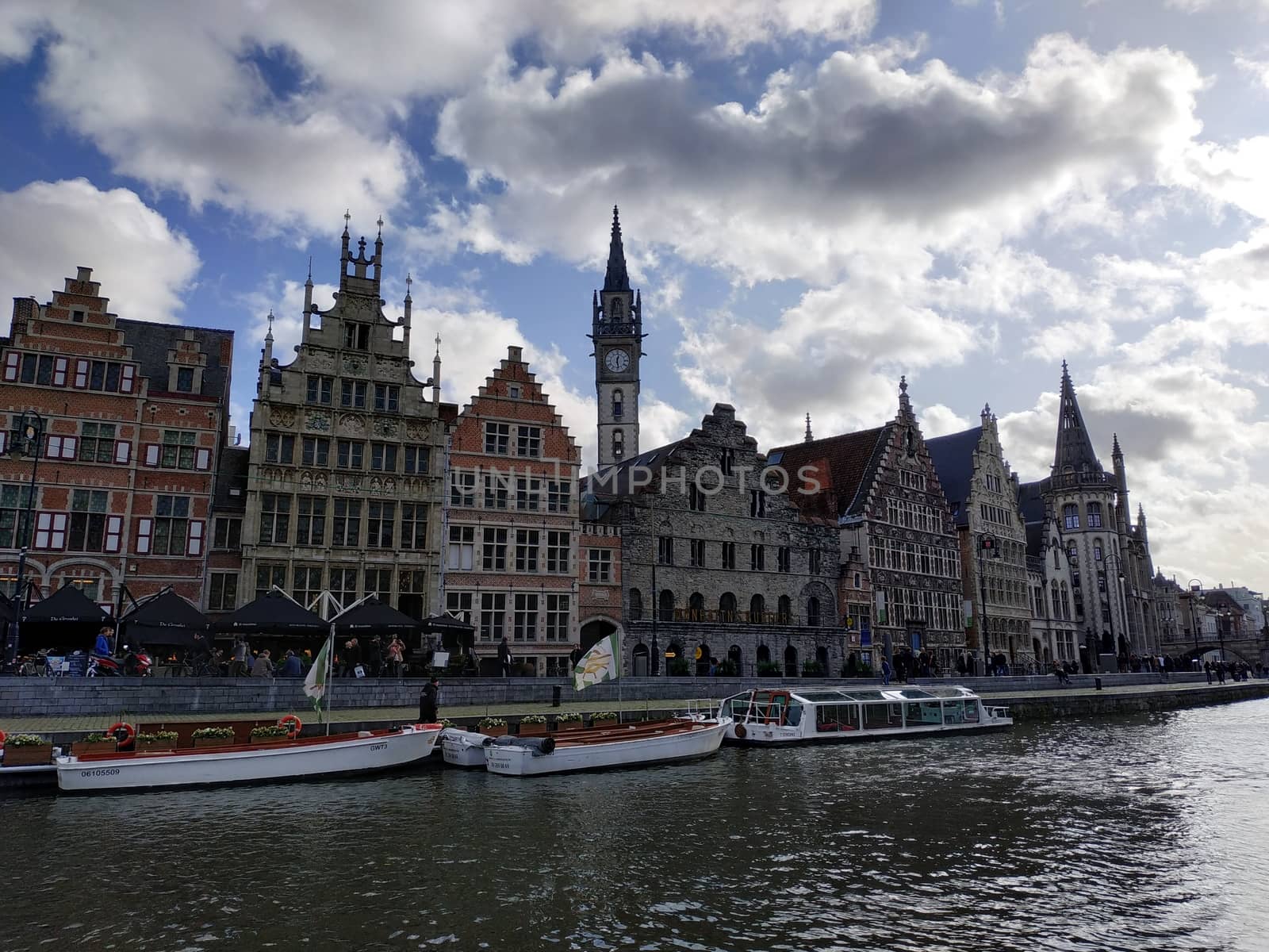 Ghent, Belgium - November 02, 2019: view on the streets and roads with tourists walking around