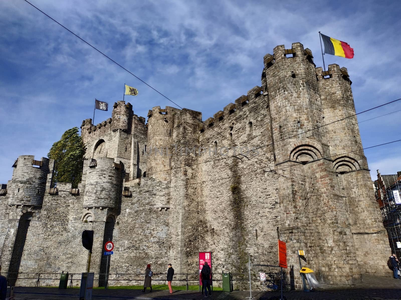 Ghent, Belgium - November 02, 2019: view on the streets and roads with tourists walking around