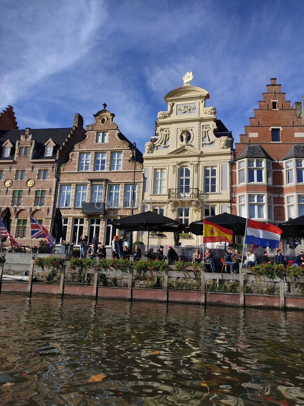 Ghent, Belgium - November 02, 2019: view on the streets and roads with tourists walking around