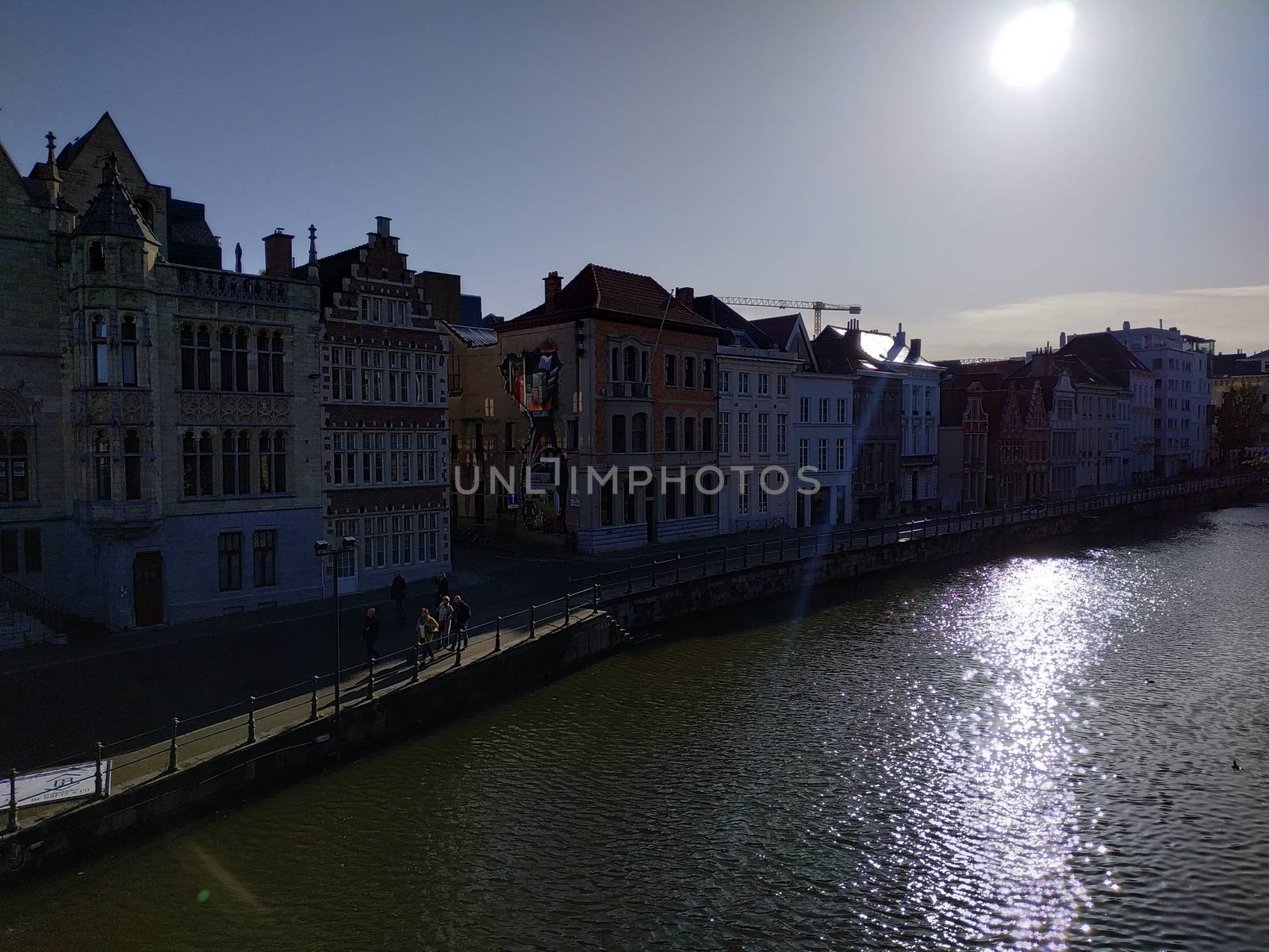 Ghent, Belgium - November 02, 2019: view on the streets and roads with tourists walking around