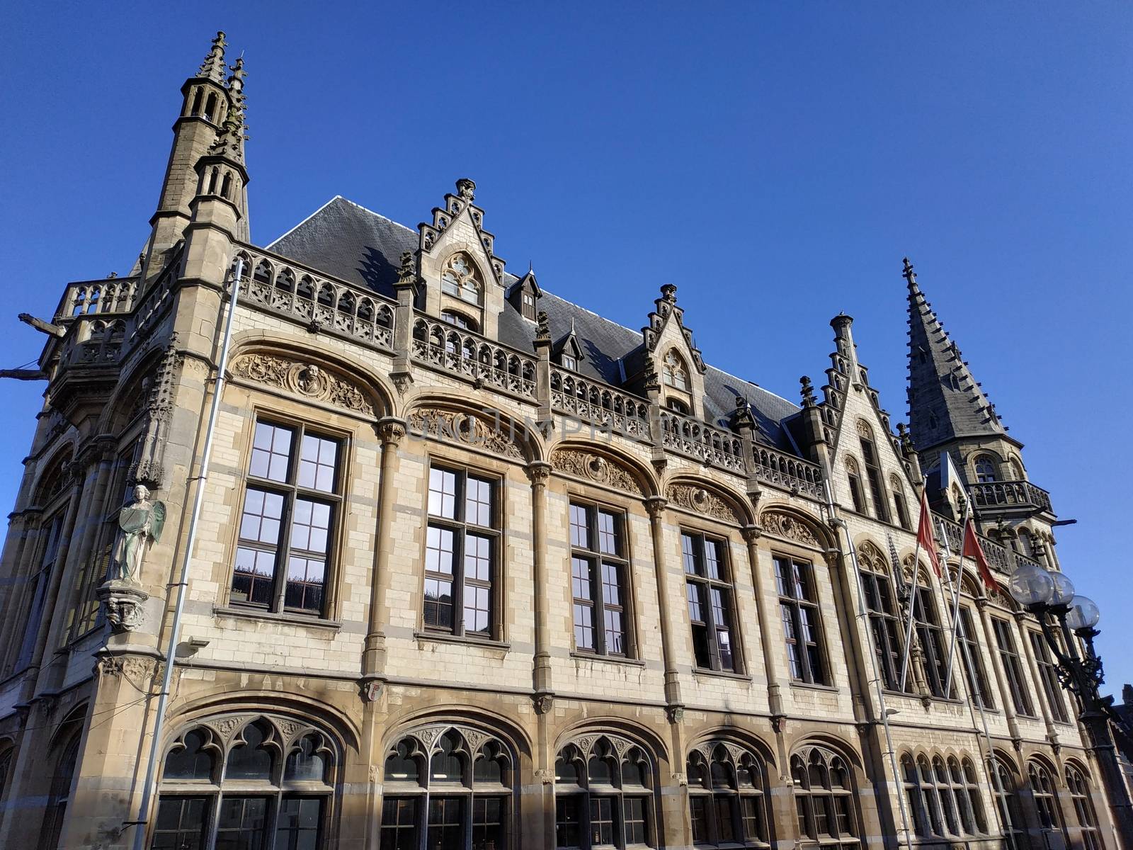 Ghent, Belgium - November 02, 2019: view on the streets and roads with tourists walking around