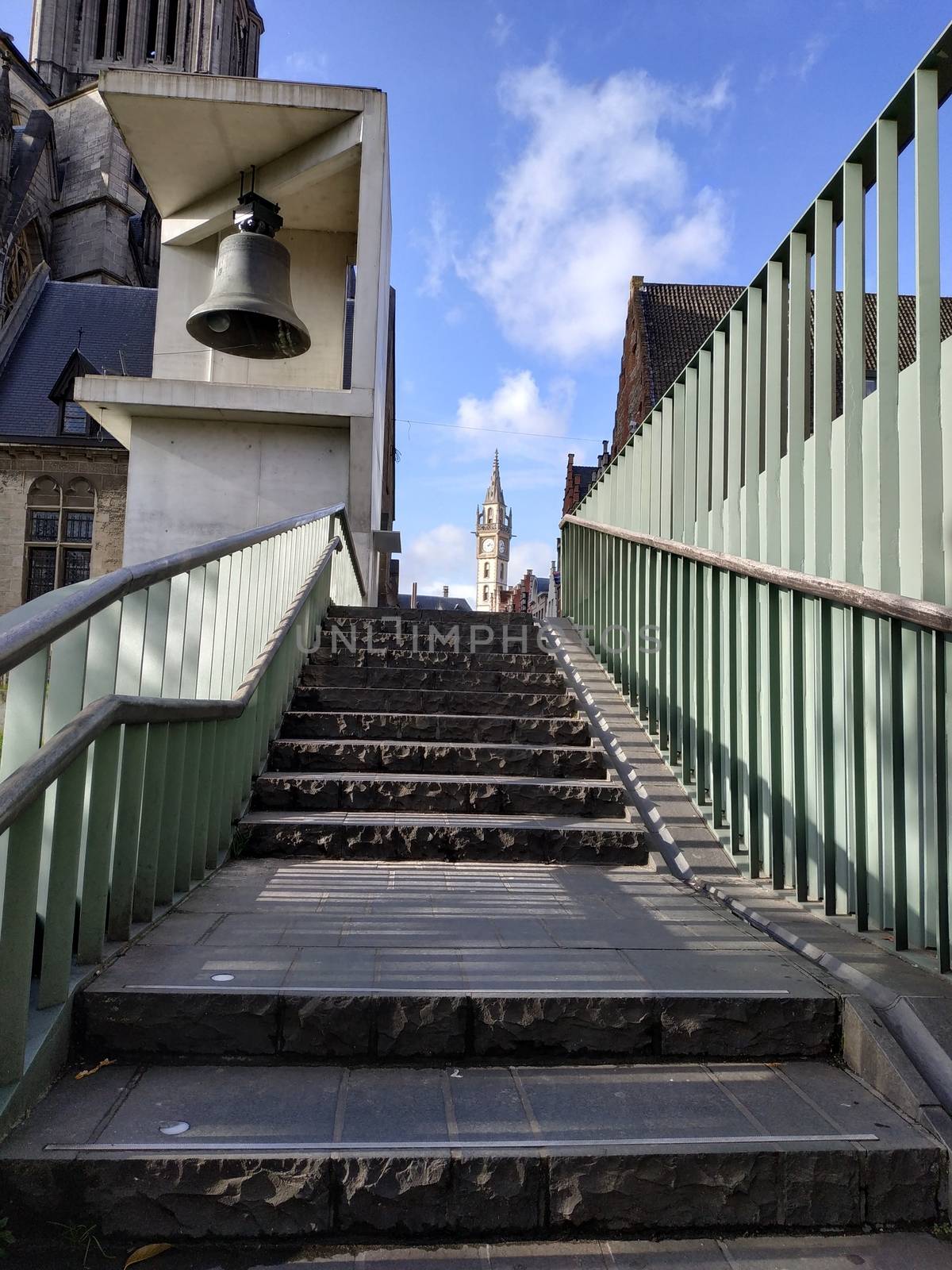 Ghent, Belgium - November 02, 2019: view on the streets and roads with tourists walking around by VIIIPhoto