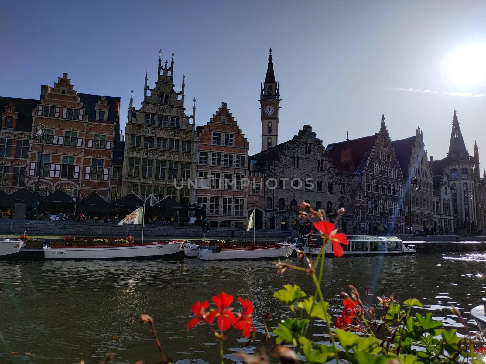 Ghent, Belgium - November 02, 2019: view on the streets and roads with tourists walking around