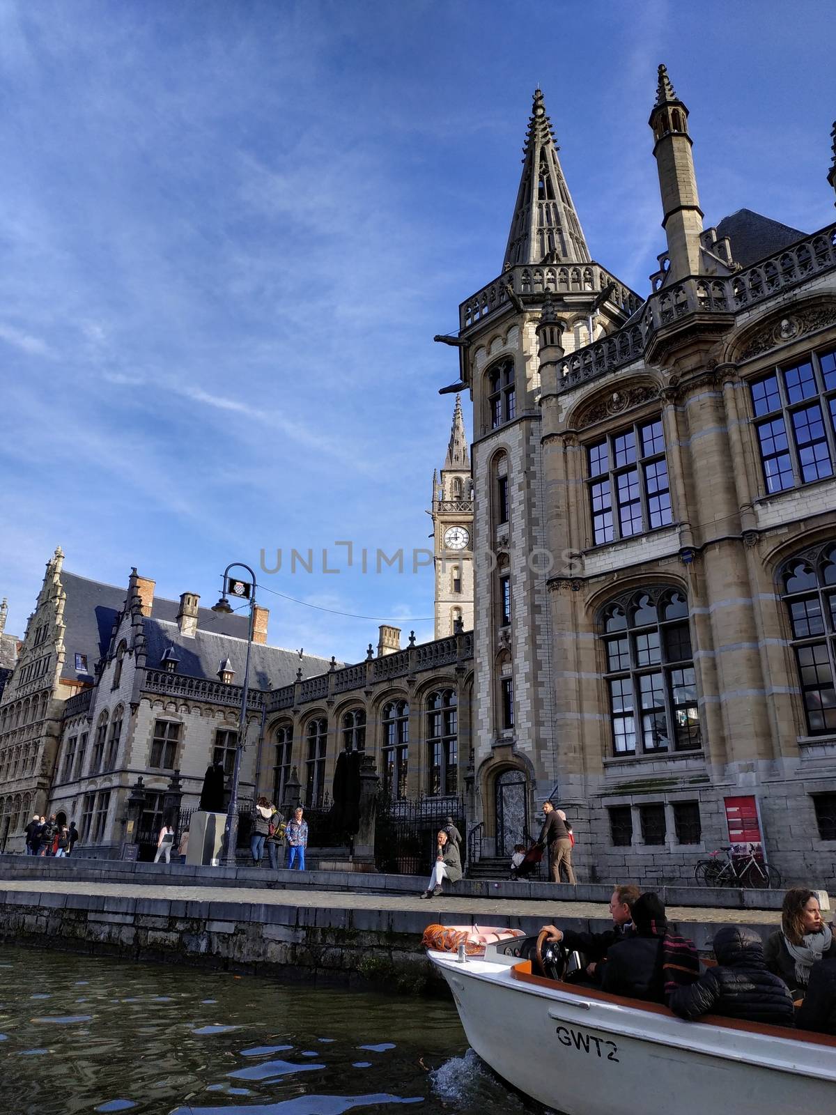 Ghent, Belgium - November 02, 2019: view on the streets and roads with tourists walking around