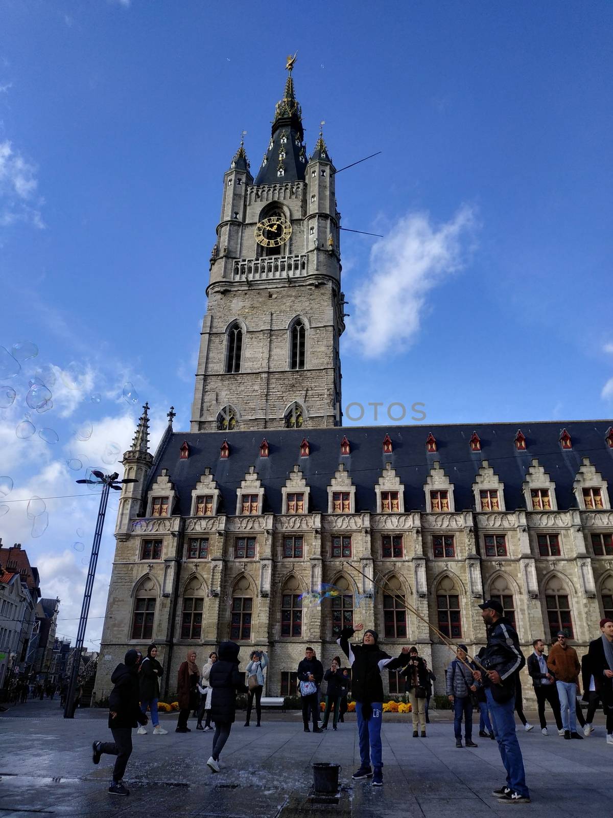 Ghent, Belgium - November 02, 2019: view on the streets and roads with tourists walking around