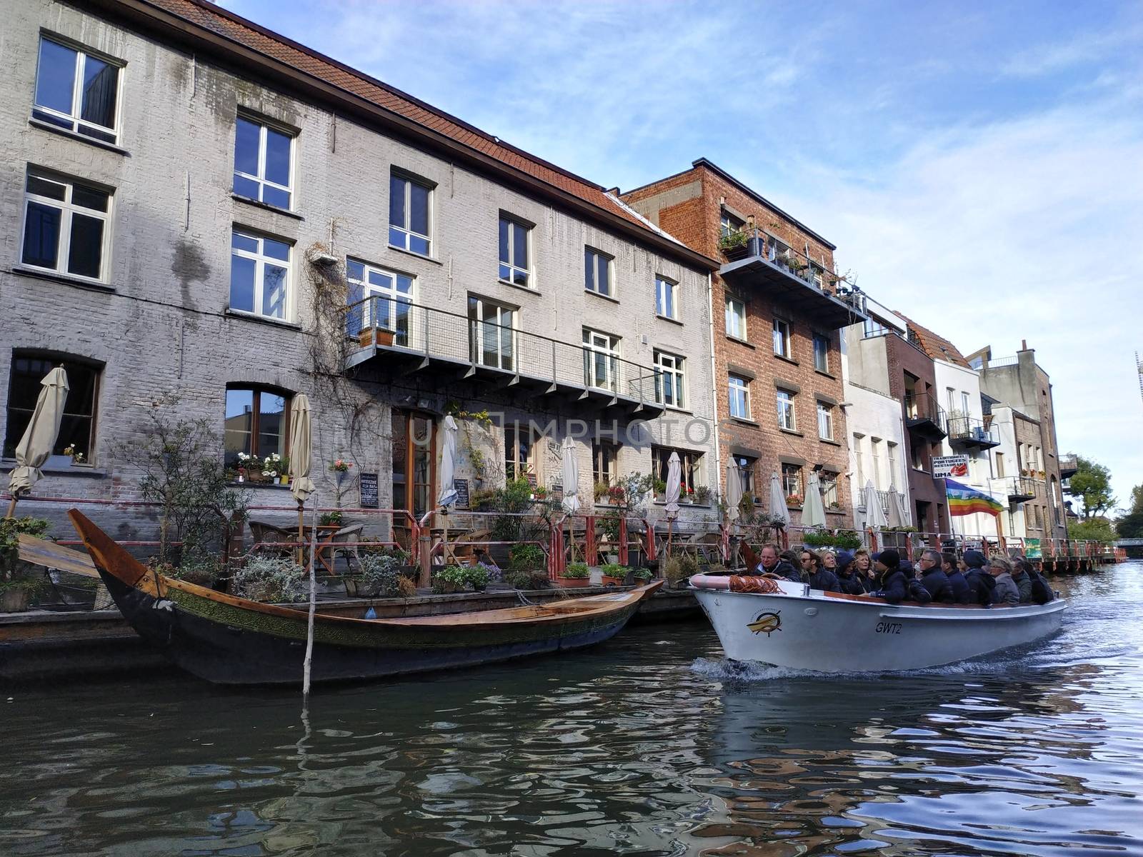 Ghent, Belgium - November 02, 2019: view on the streets and roads with tourists walking around