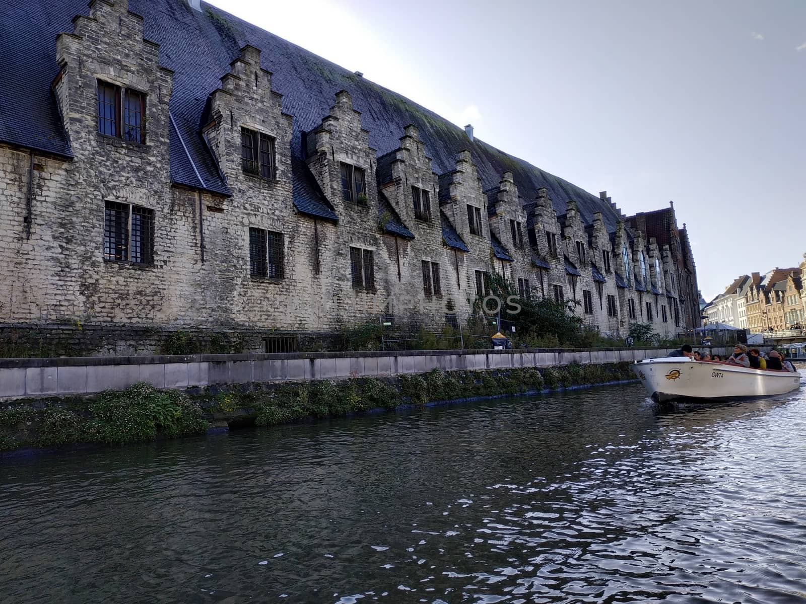 Ghent, Belgium - November 02, 2019: view on the streets and roads with tourists walking around