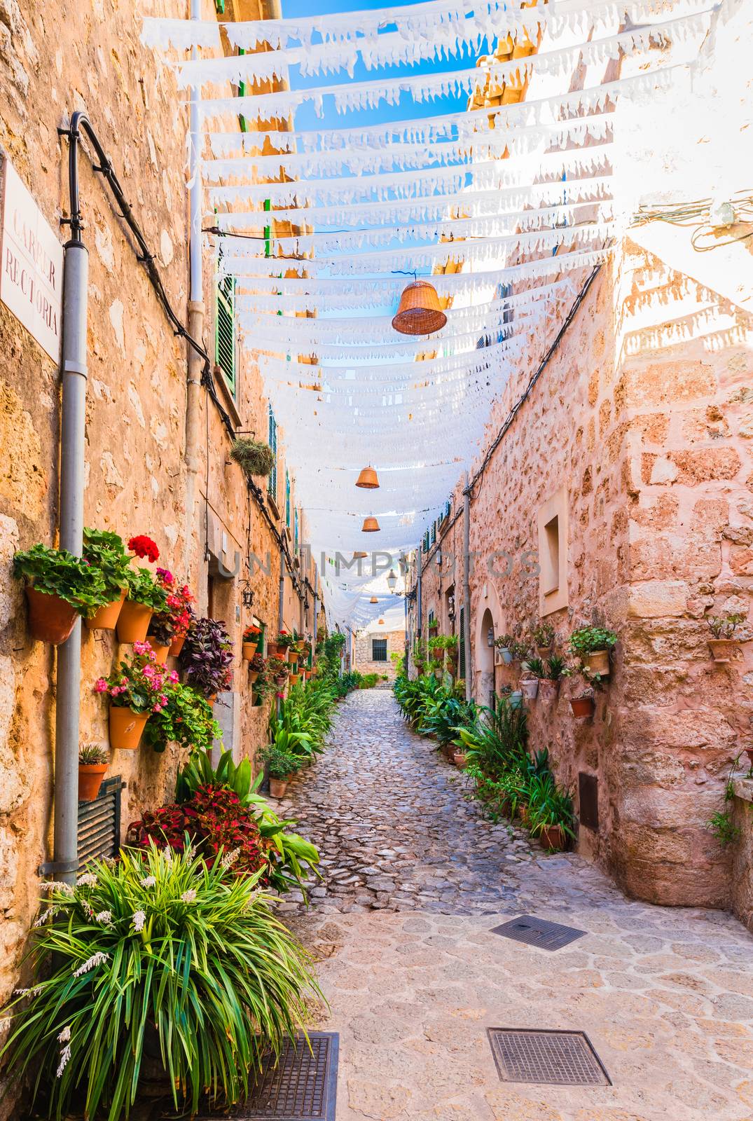 Spain Mallorca, idyllic village Valldemossa with beautiful streets  by Vulcano