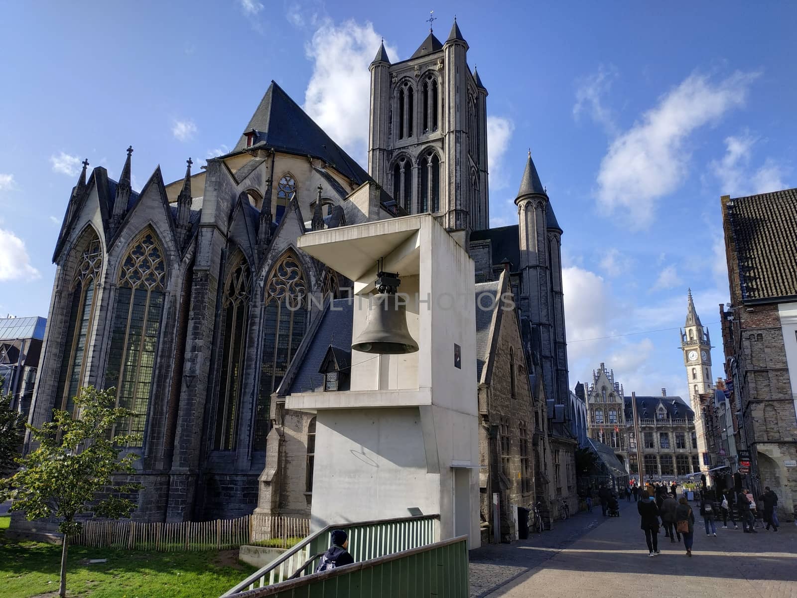 Ghent, Belgium - November 02, 2019: view on the streets and roads with tourists walking around