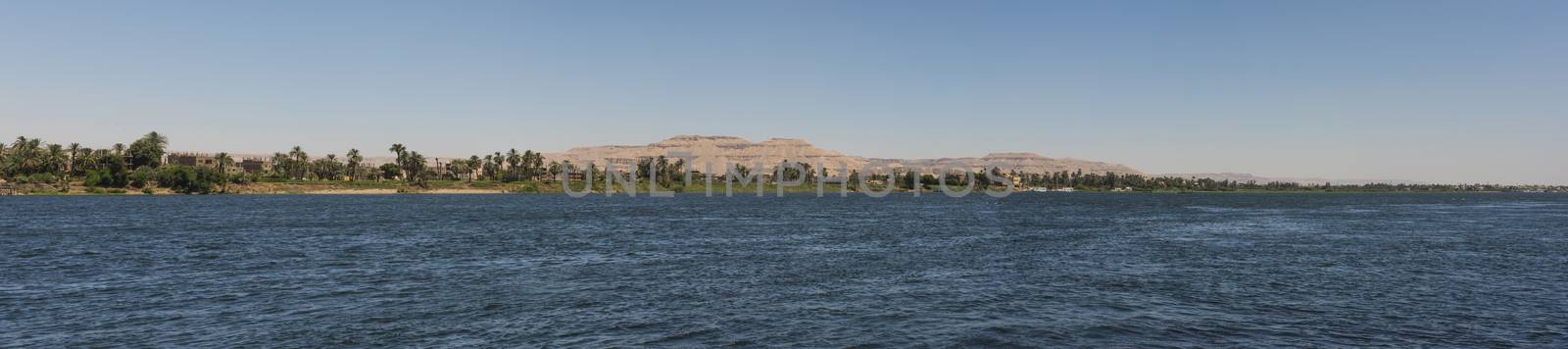 View of river nile in Egypt showing Luxor west bank by paulvinten