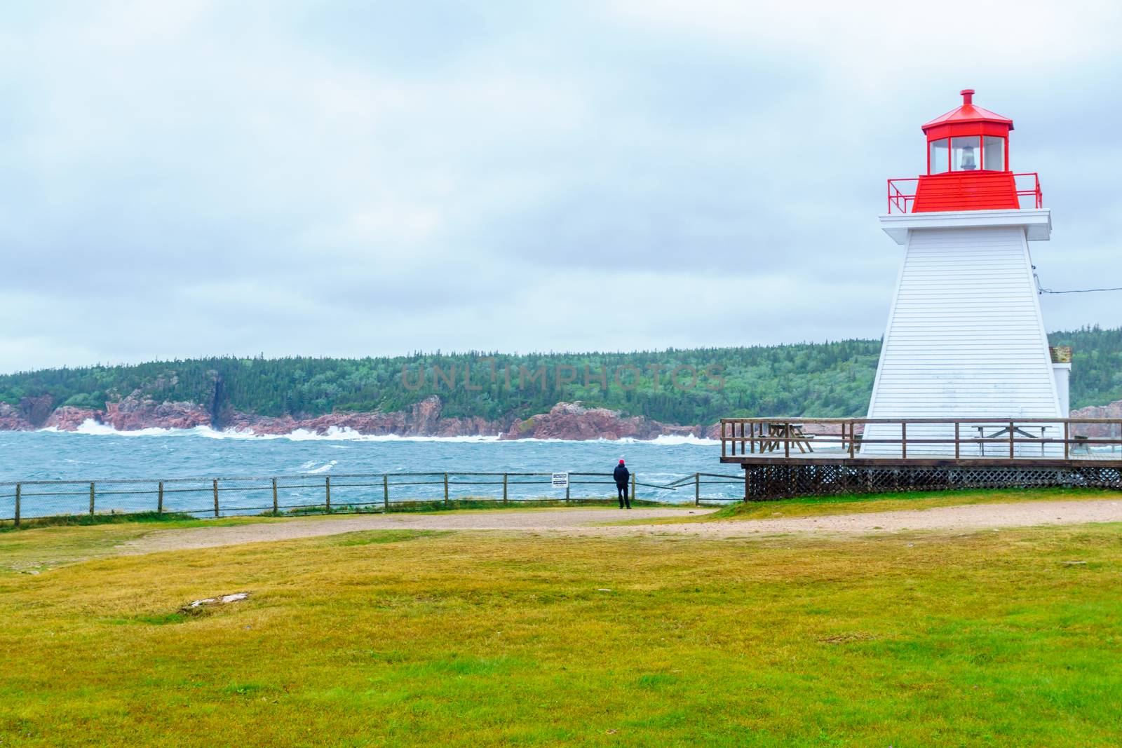 The Neils Harbour lighthouse, in Cape Breton island, Nova Scotia, Canada