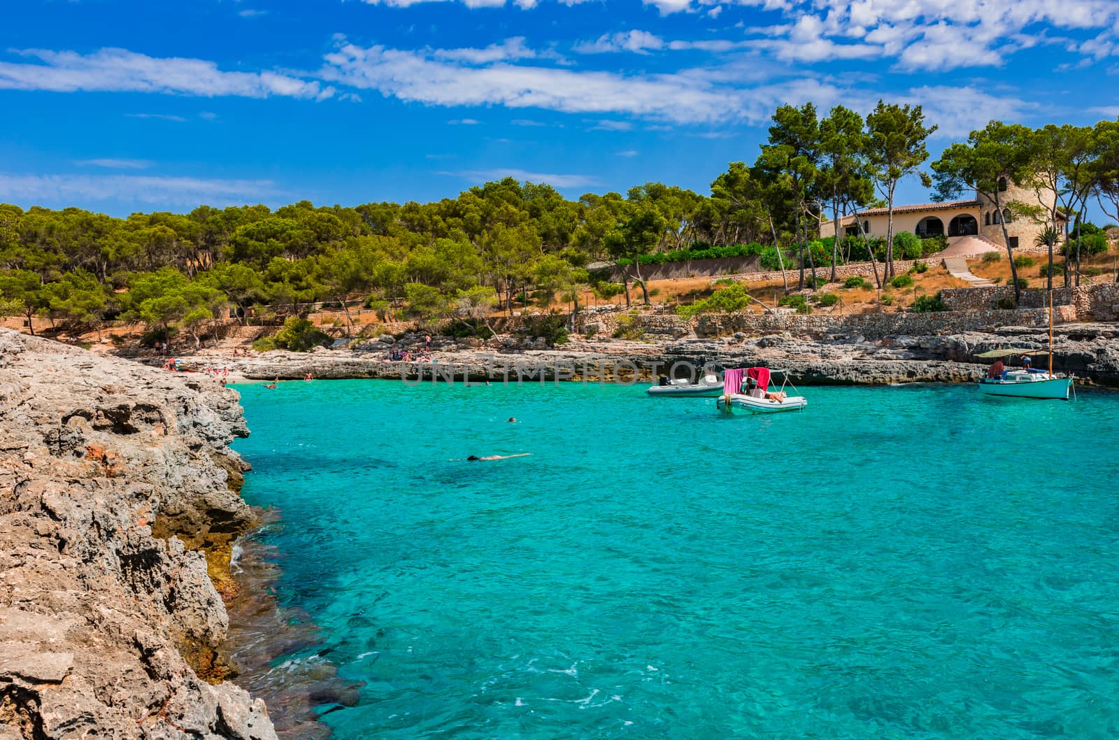 Idyllic bay beach with beautiful sea water on Mallorca island, Spain by Vulcano