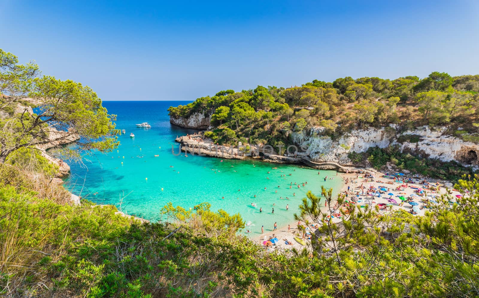 Beautiful island scenery, idyllic bay beach on Majorca island, Spain Mediterranean Sea