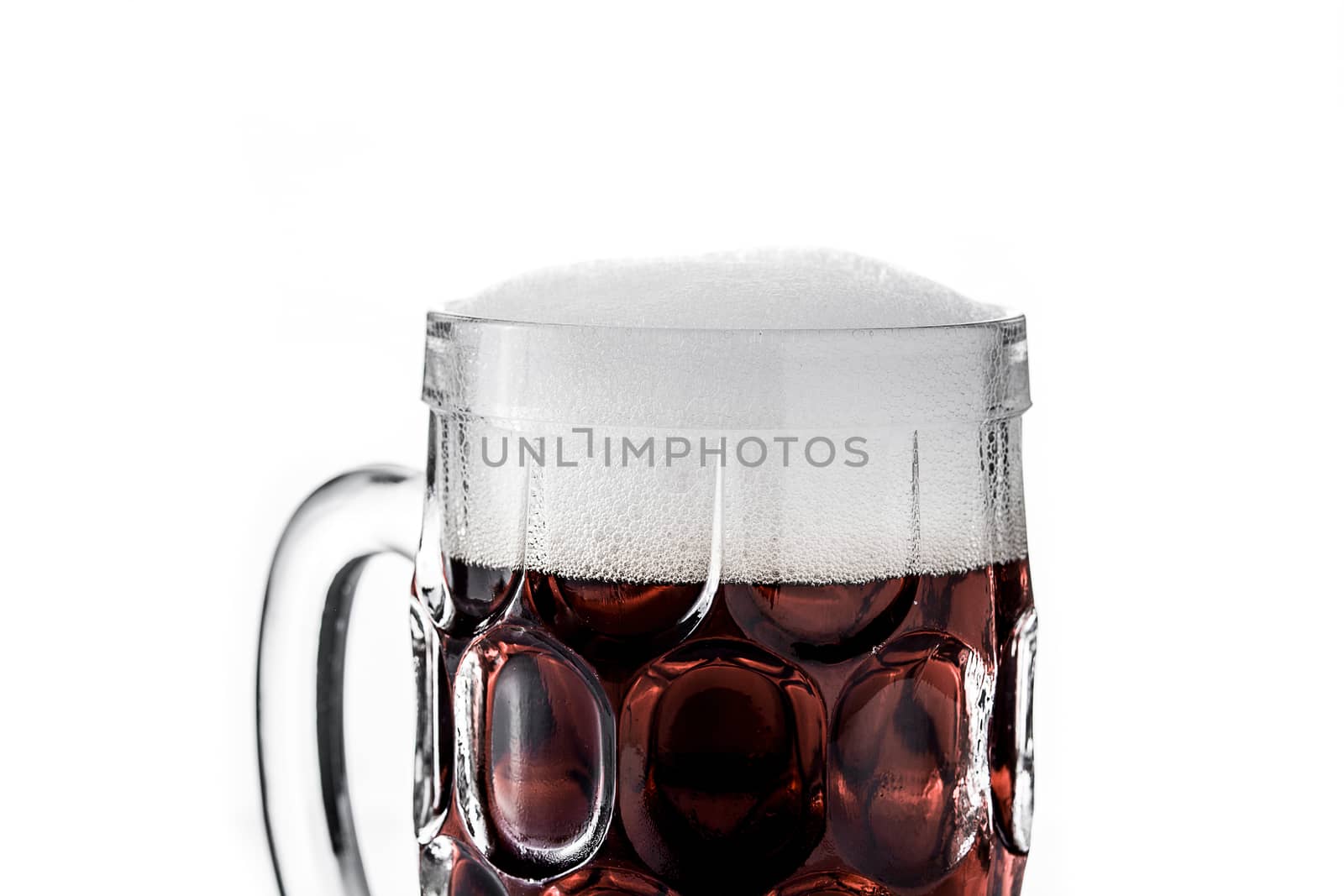 Traditional kvass beer mug with rye bread isolated on white background