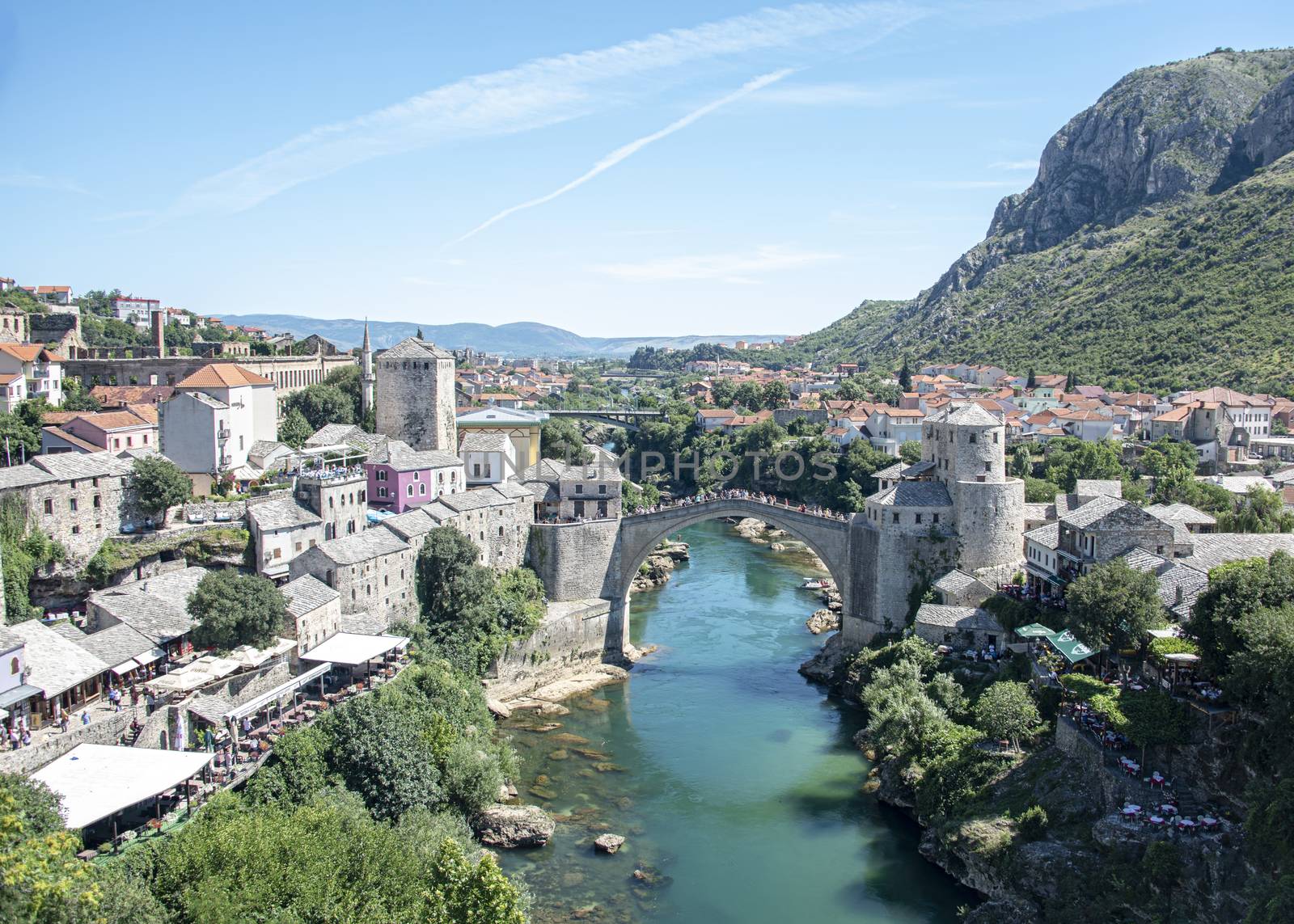 Bosnia and Herzegovina, Mostar - June 2018: Stari Most is a rebuilt 16th-century Ottoman bridge in the city of Mostar in Bosnia and Herzegovina The original stood for 427 years, until it was destroyed on 9 November 1993