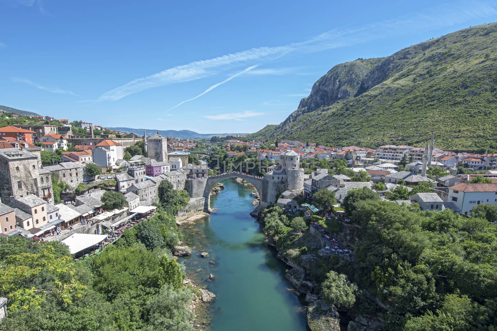 Bosnia and Herzegovina, Mostar - June 2018: Stari Most is a rebuilt 16th-century Ottoman bridge in the city of Mostar in Bosnia and Herzegovina The original stood for 427 years, until it was destroyed on 9 November 1993