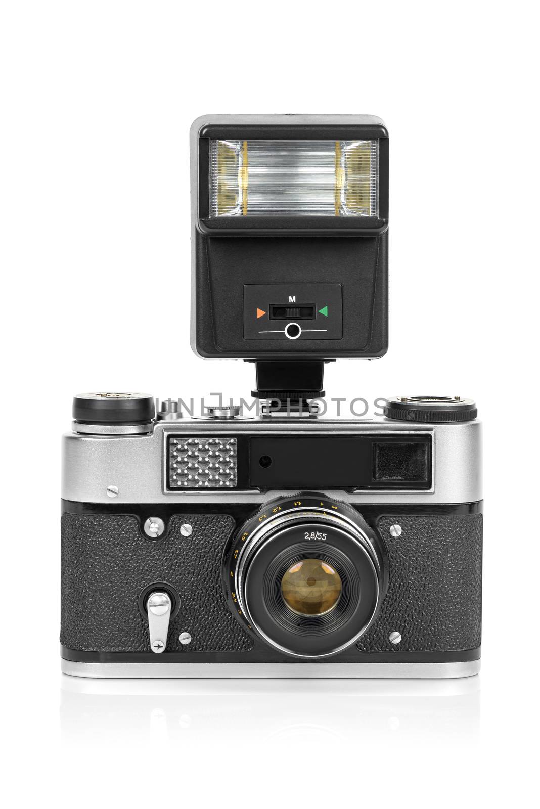 Vintage analog camera with manual flash light by mkos83