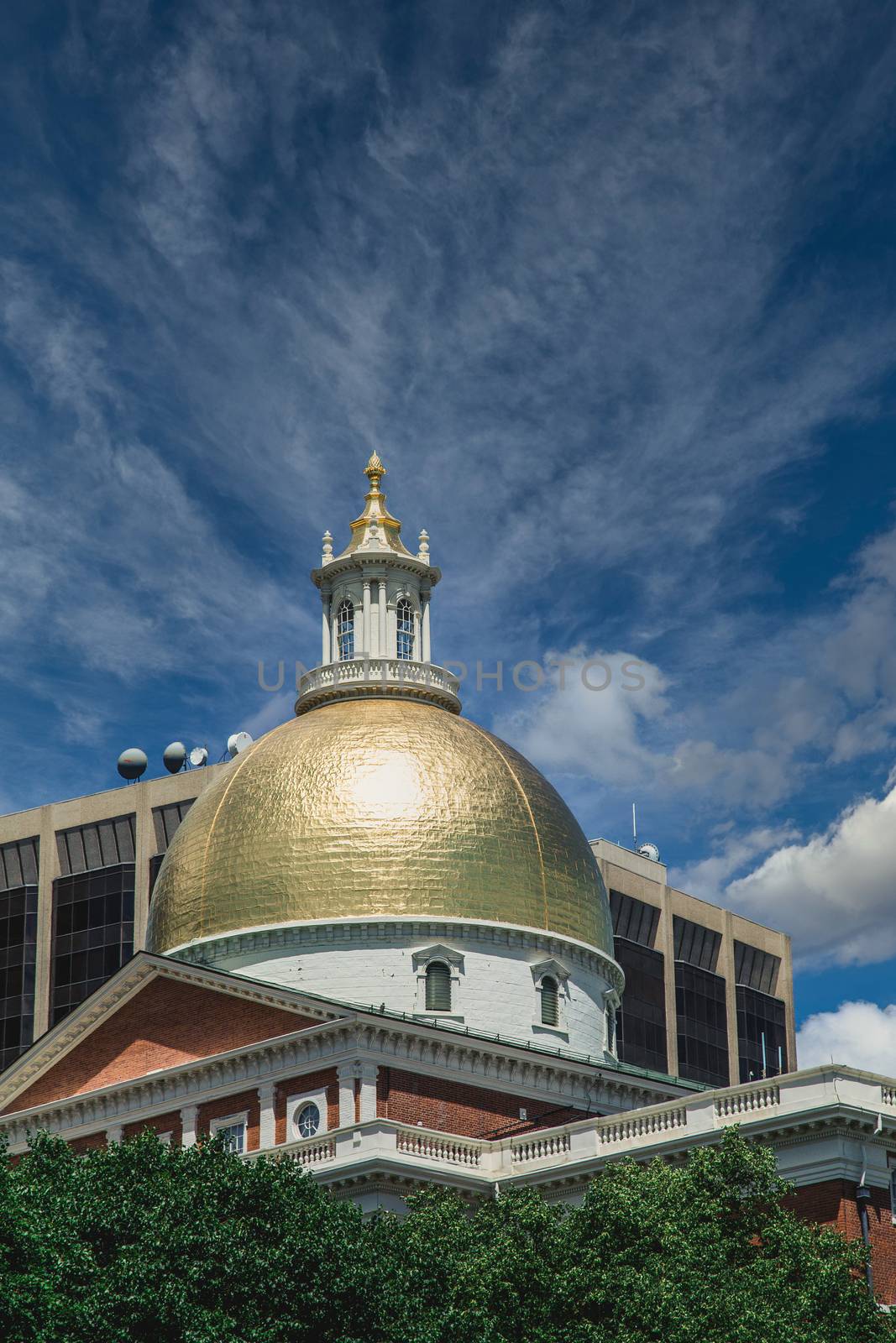 Gold Dome in Boston Sky by dbvirago