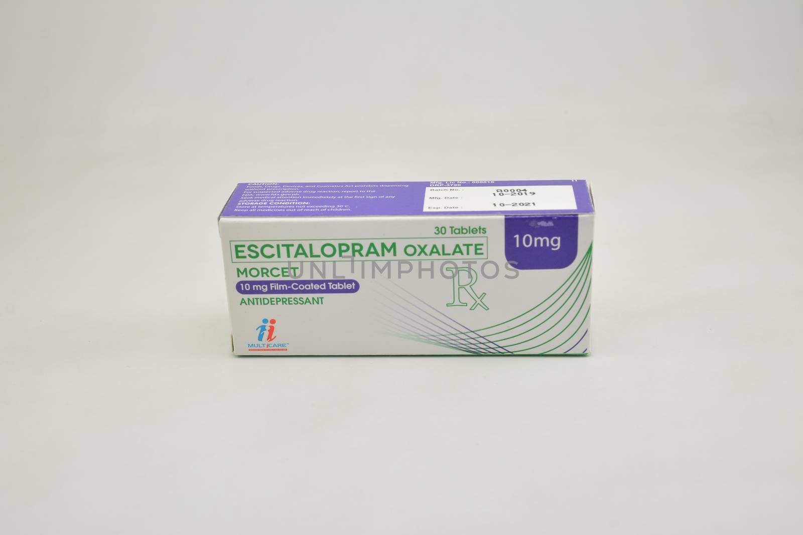 MANILA, PH - JUNE 26 - Escitalopram oxalate morcet antidepressant tablet on June 26, 2020 in Manila, Philippines.