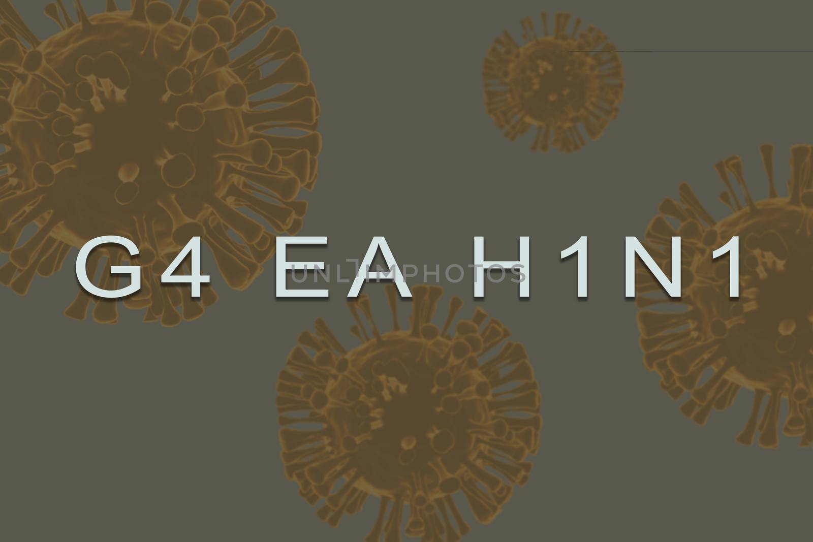 Inscription text of new virus called G4 EA H1N1 with 3d rendered virus as background by lakshmiprasad.maski@gmai.com