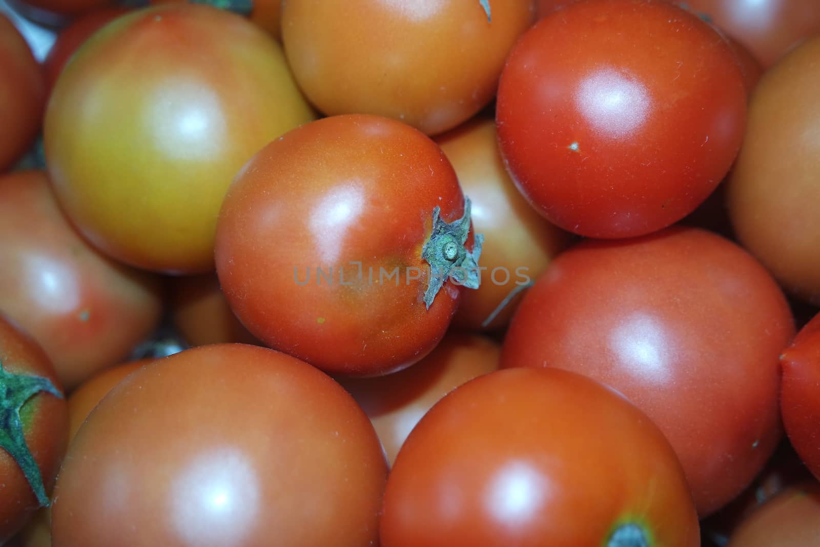 Close-up view of red tomatoes in market for sale by Photochowk