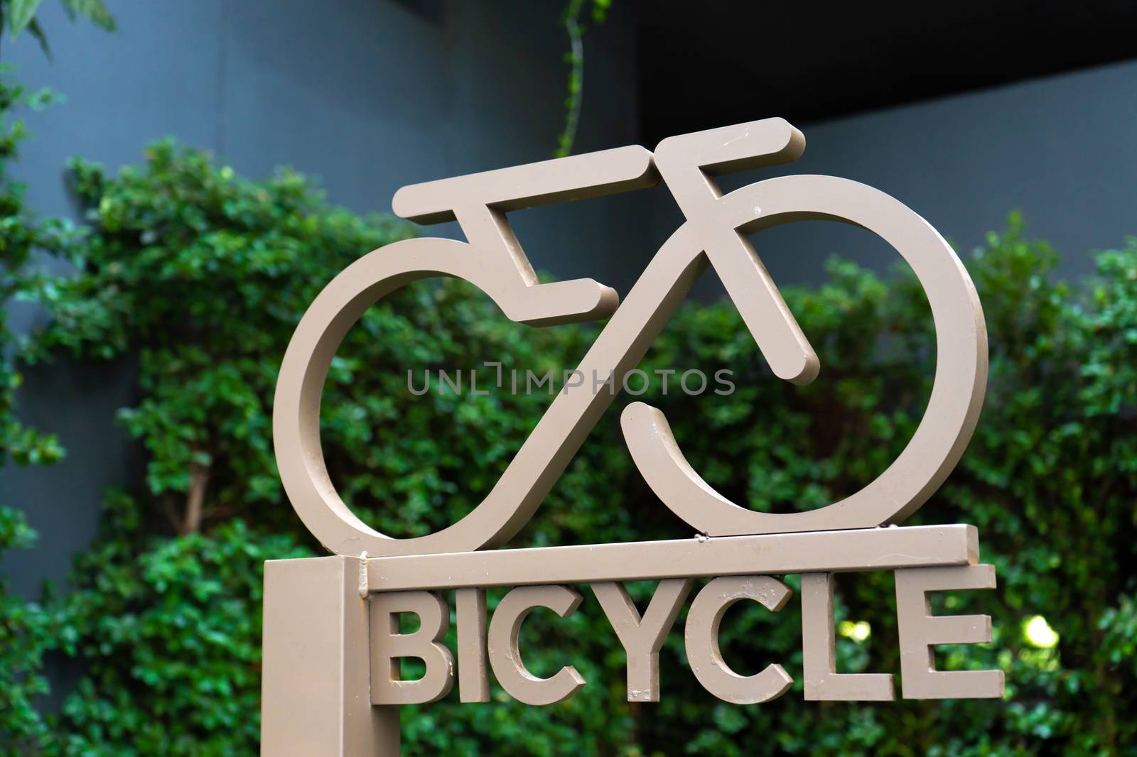 Close-up Yellow Stylish Bicycle Parking Sign close up by Try_my_best