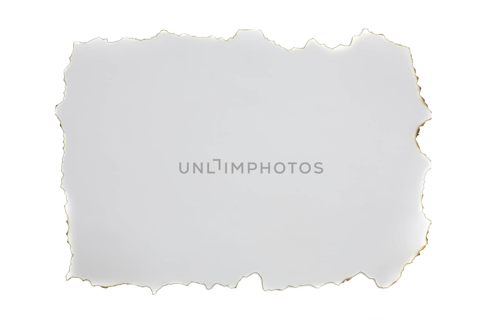 Old Paper with burned edges isolated in white background by piyato