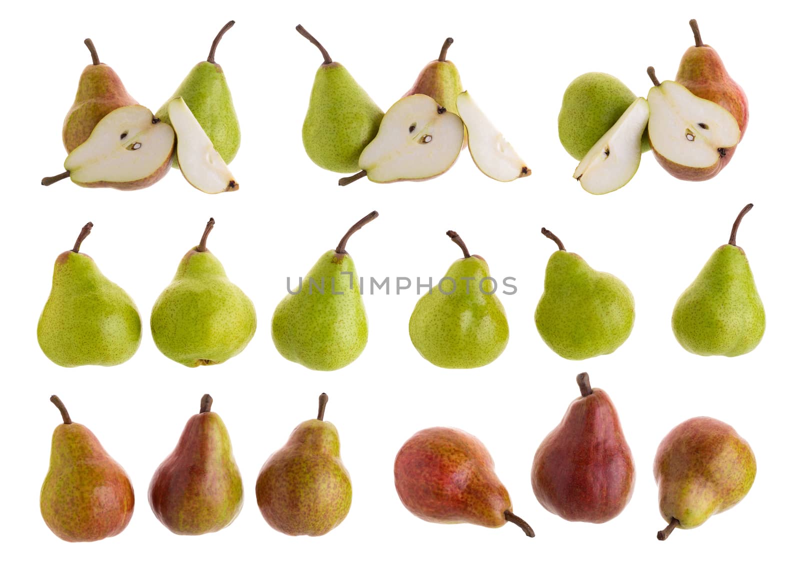 Ripe green pears isolated on a white background by kaiskynet